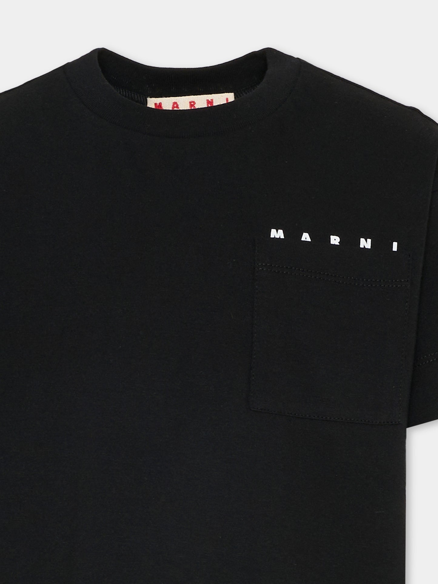 T-shirt nera per bambini con logo,Marni Kids,M01415 M00RF 0M900