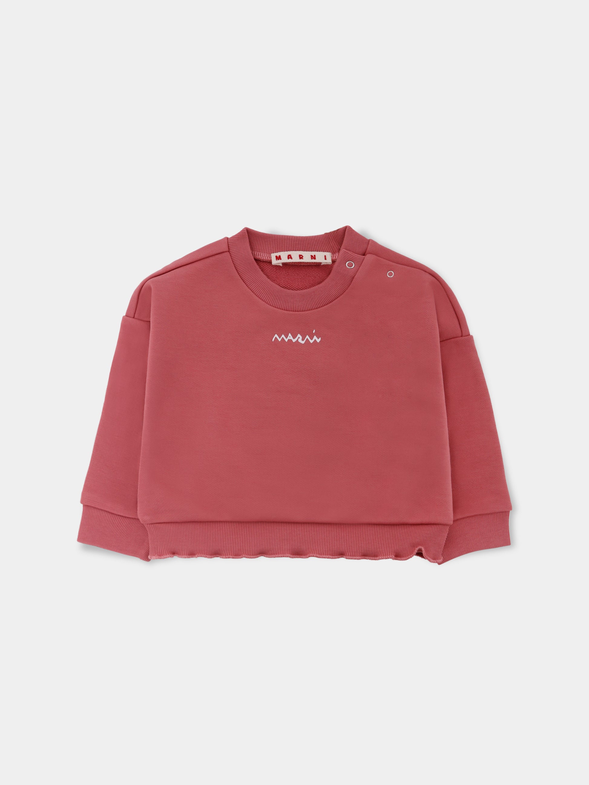 Felpa crop rosa per neonata con logo,Marni Kids,M01513 M00V0 0M350