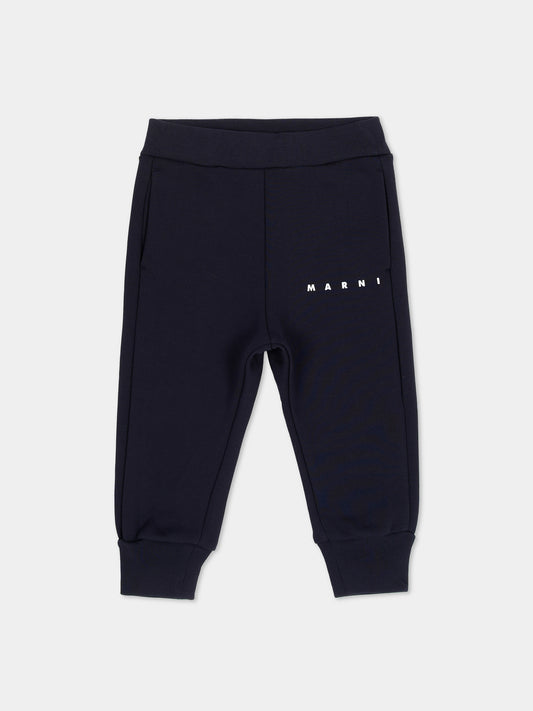 Pantalone blu per neonato con logo,Marni Kids,M01534 M00V0 0M857