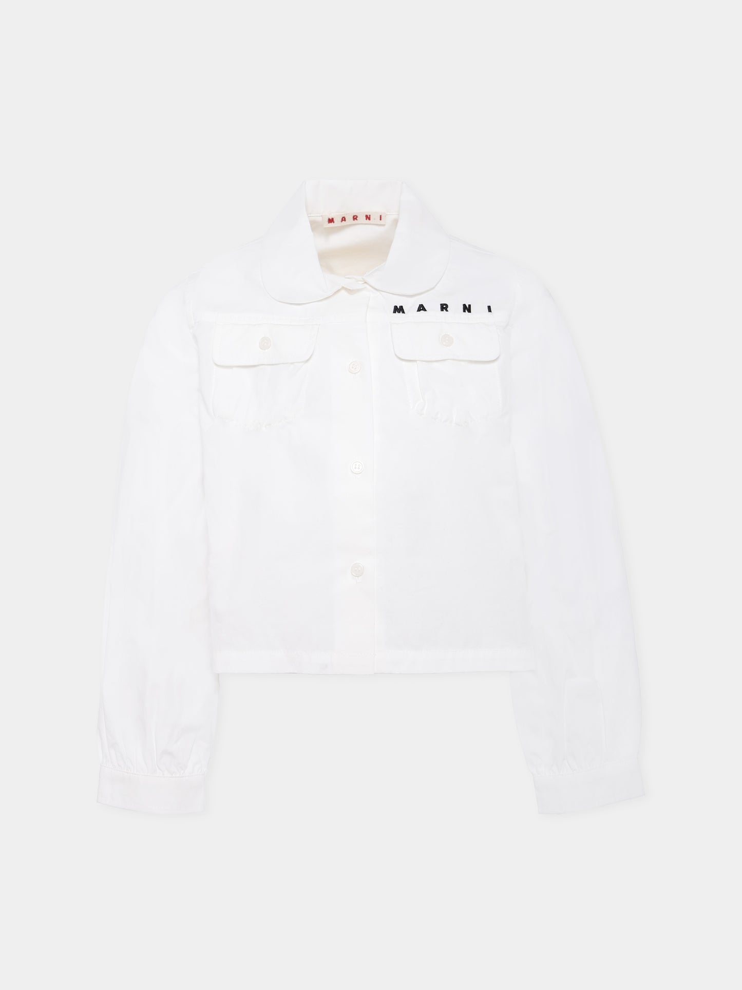 Camicia bianca per bambina con logo,Marni Kids,M01588 M00UW 0M114