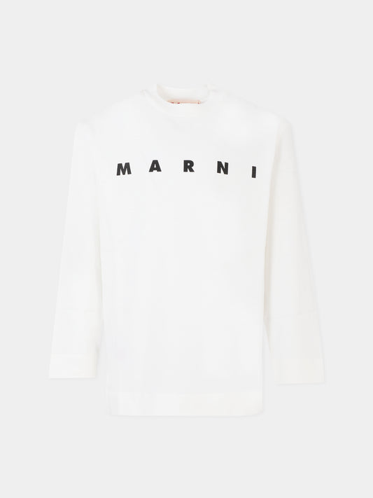 T-shirt bianca per bambini con logo nero,Marni Kids,M01603 M00RF 0M114