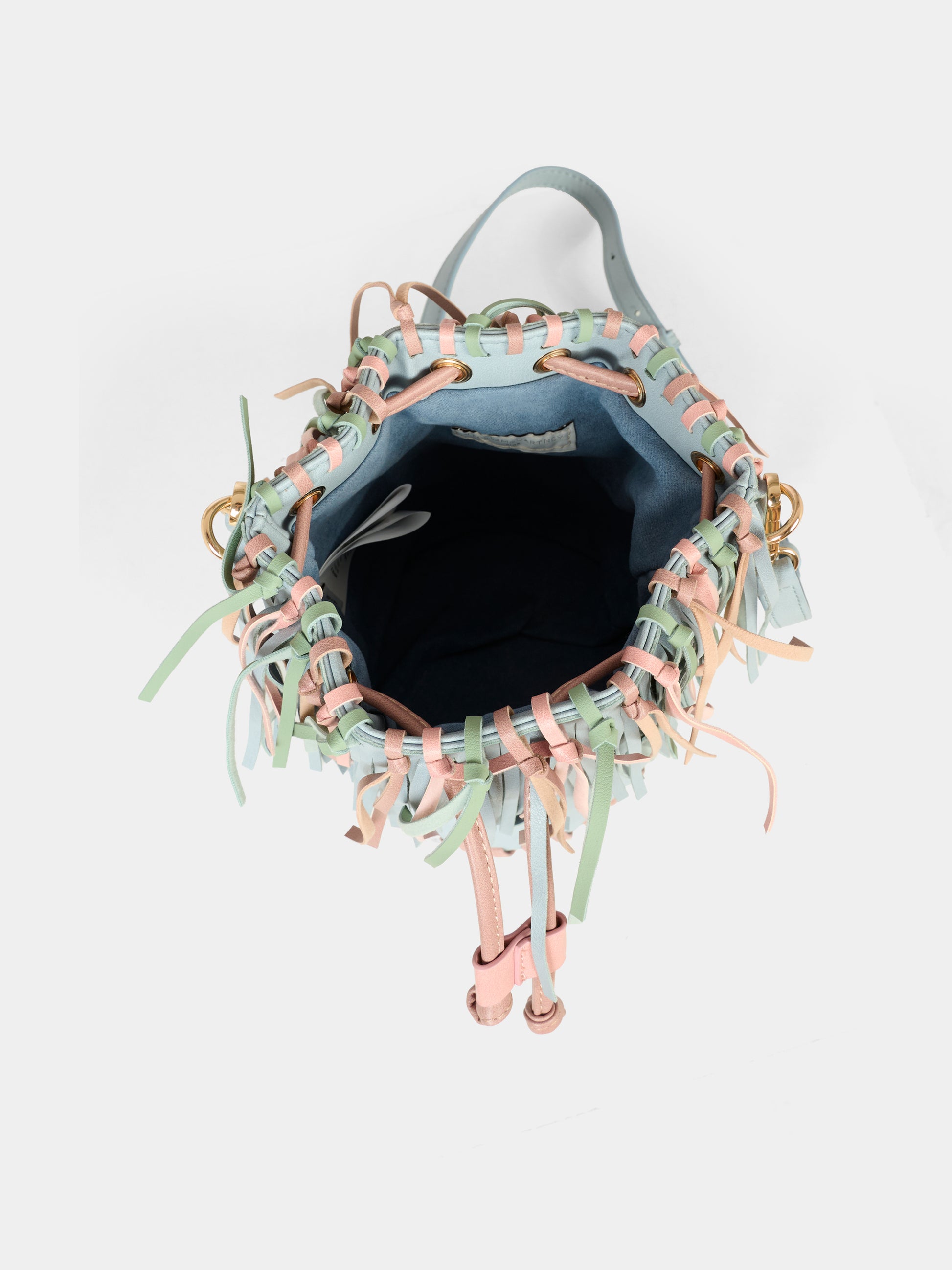 Borsa celeste per bambina con frange,Stella Mccartney Kids,TX0C58 Z3244 923