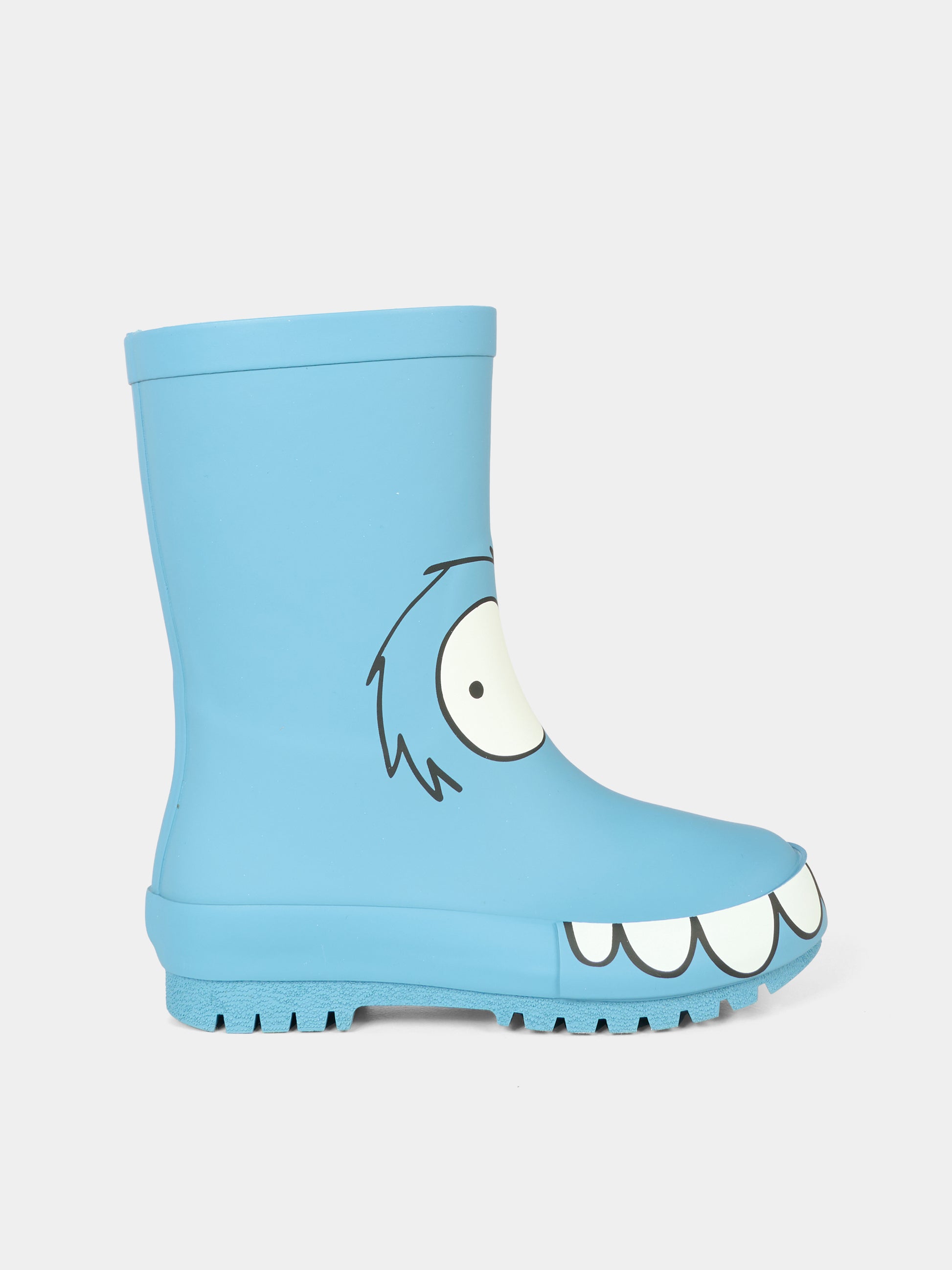 Stivali da pioggia azzurri per bambino con stampa Yeti,Stella Mccartney Kids,TX0P96 Z0234 606