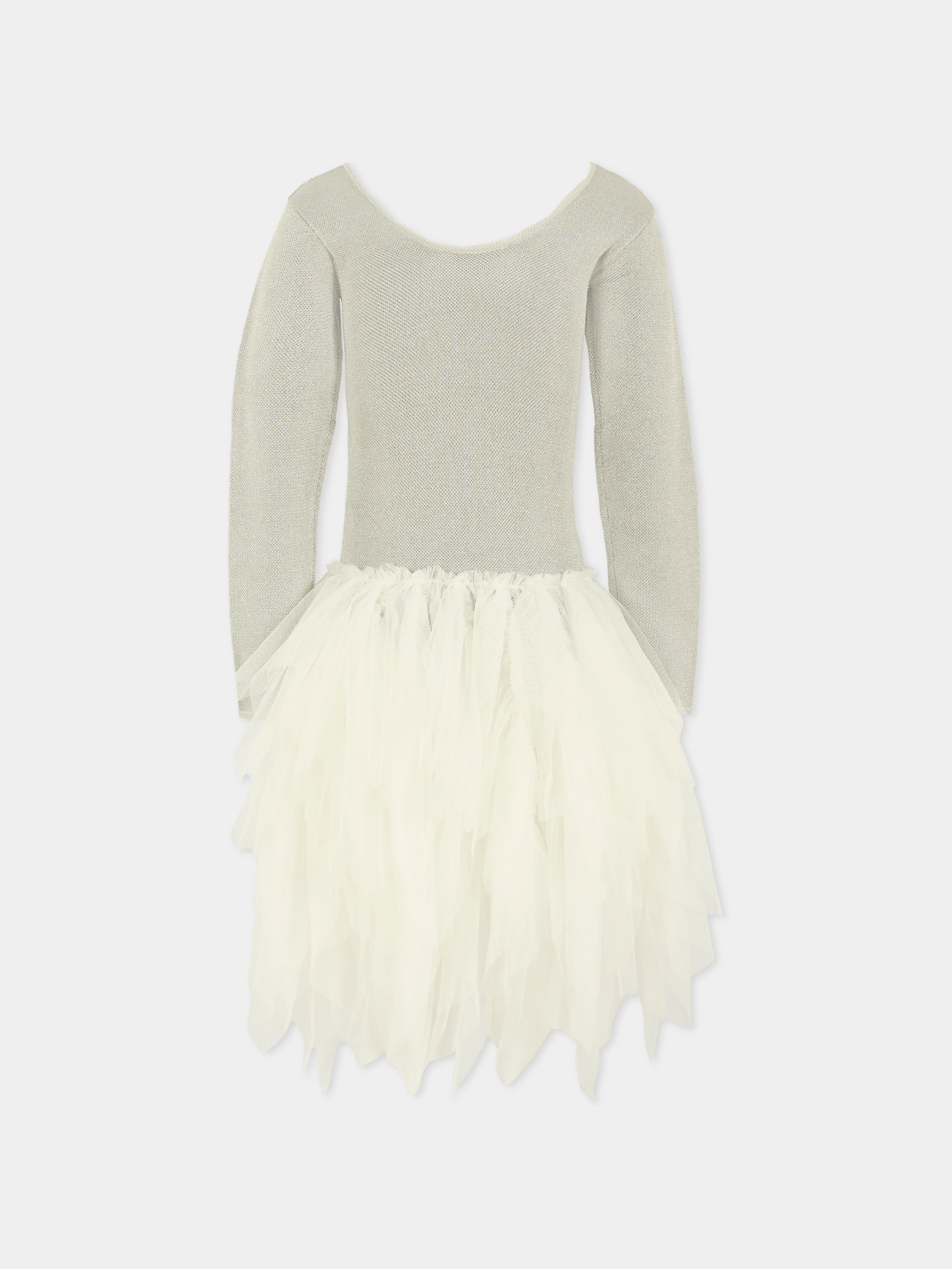 Vestito argento per bambina con cigni,Stella Mccartney Kids,TX1E60 Z3389 925