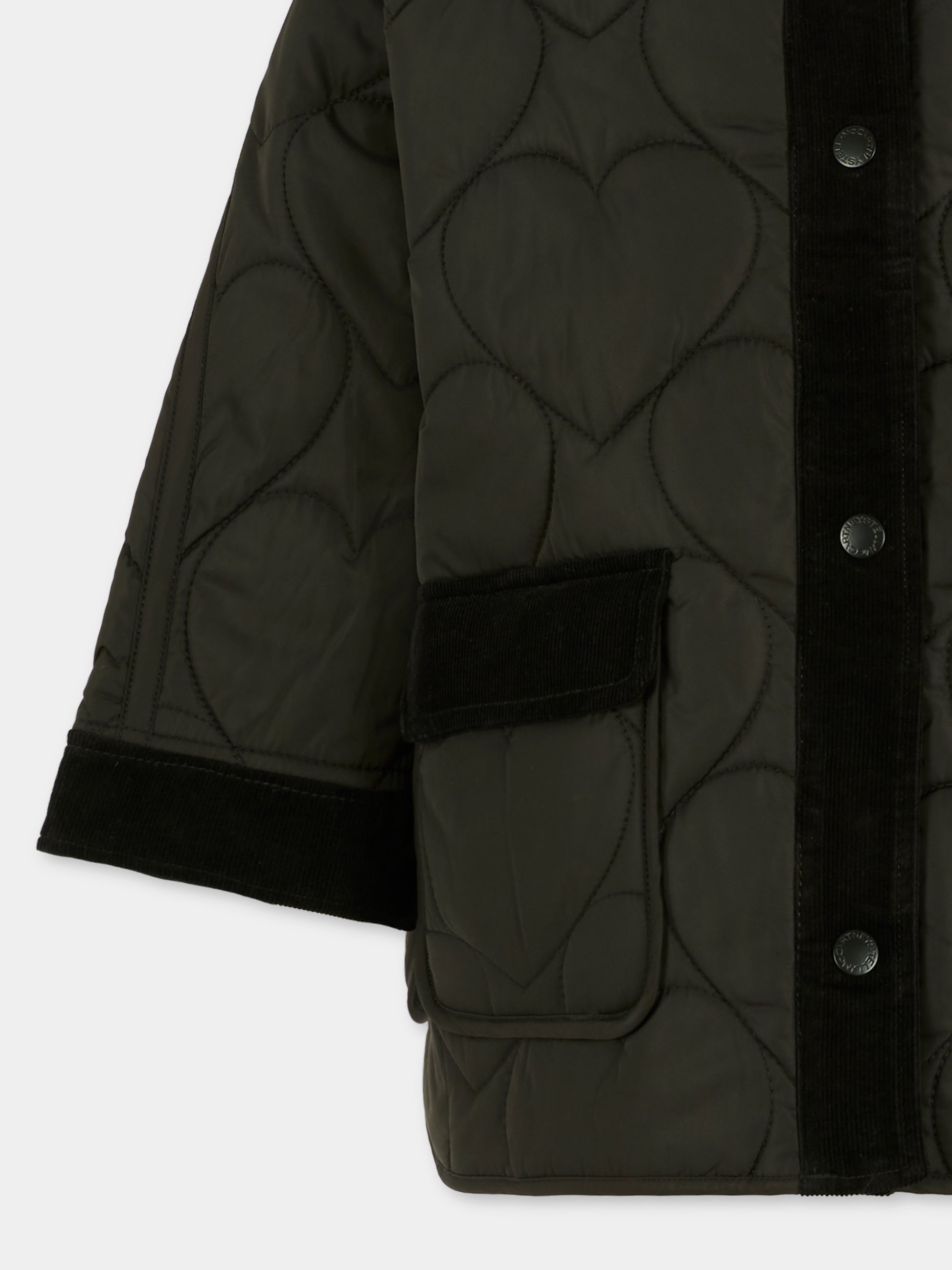 Piumino nero per bambina con cuori,Stella Mccartney Kids,TX2B97 Z0537 930