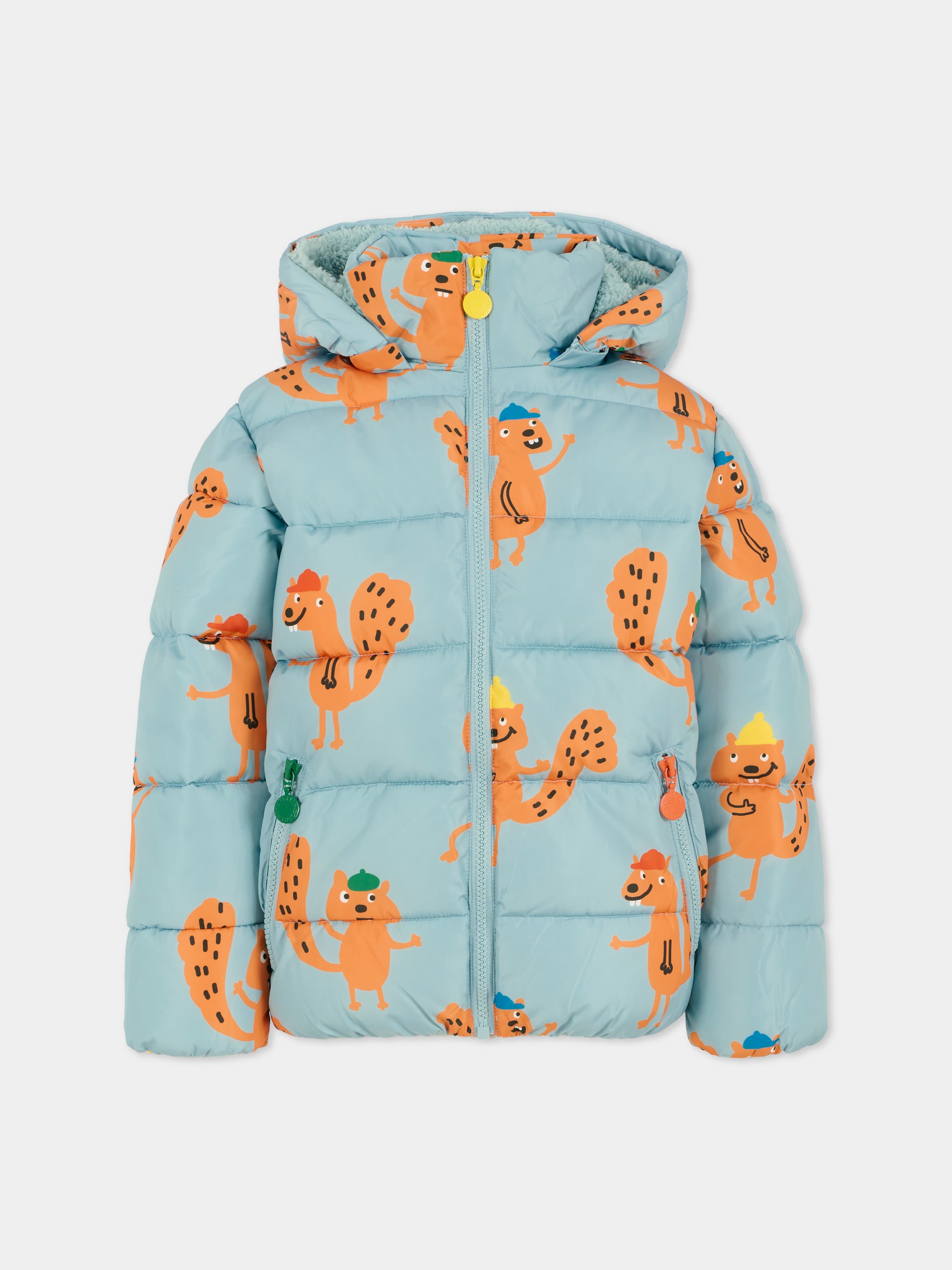 Piumino azzurro per bambino con scoiattolo,Stella Mccartney Kids,TX2Q17 Z3171 670MC