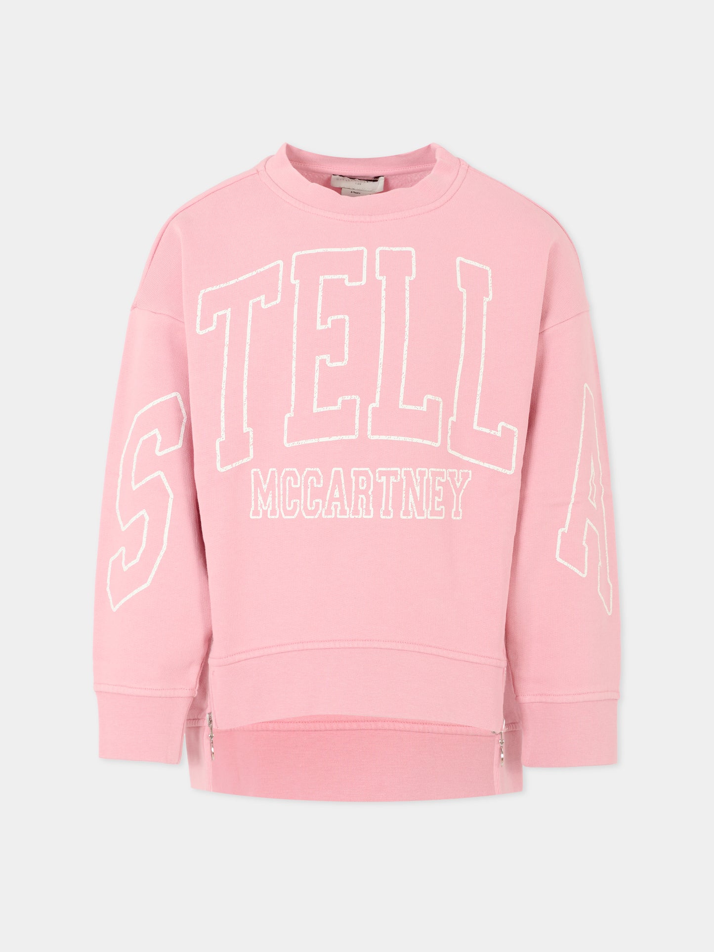 Felpa rosa per bambina con logo bianco,Stella Mccartney Kids,TX4C10 Z0453 51L
