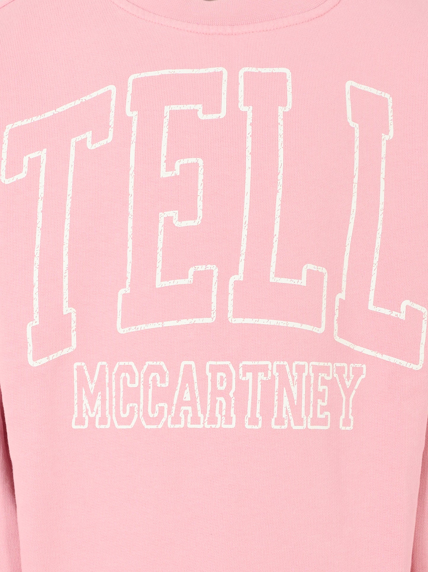 Felpa rosa per bambina con logo bianco,Stella Mccartney Kids,TX4C10 Z0453 51L