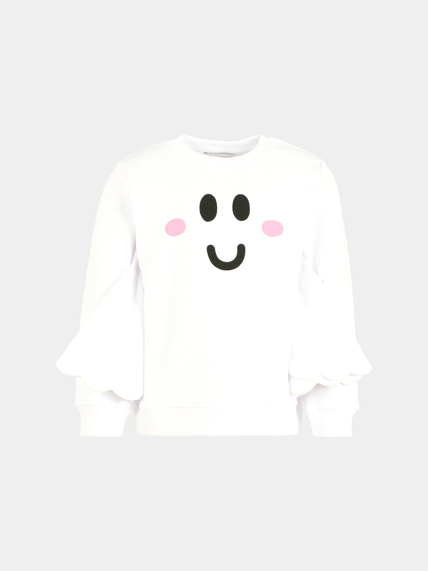 Felpa bianca per bambina con smile,Stella Mccartney Kids,TX4C90 Z0453 100