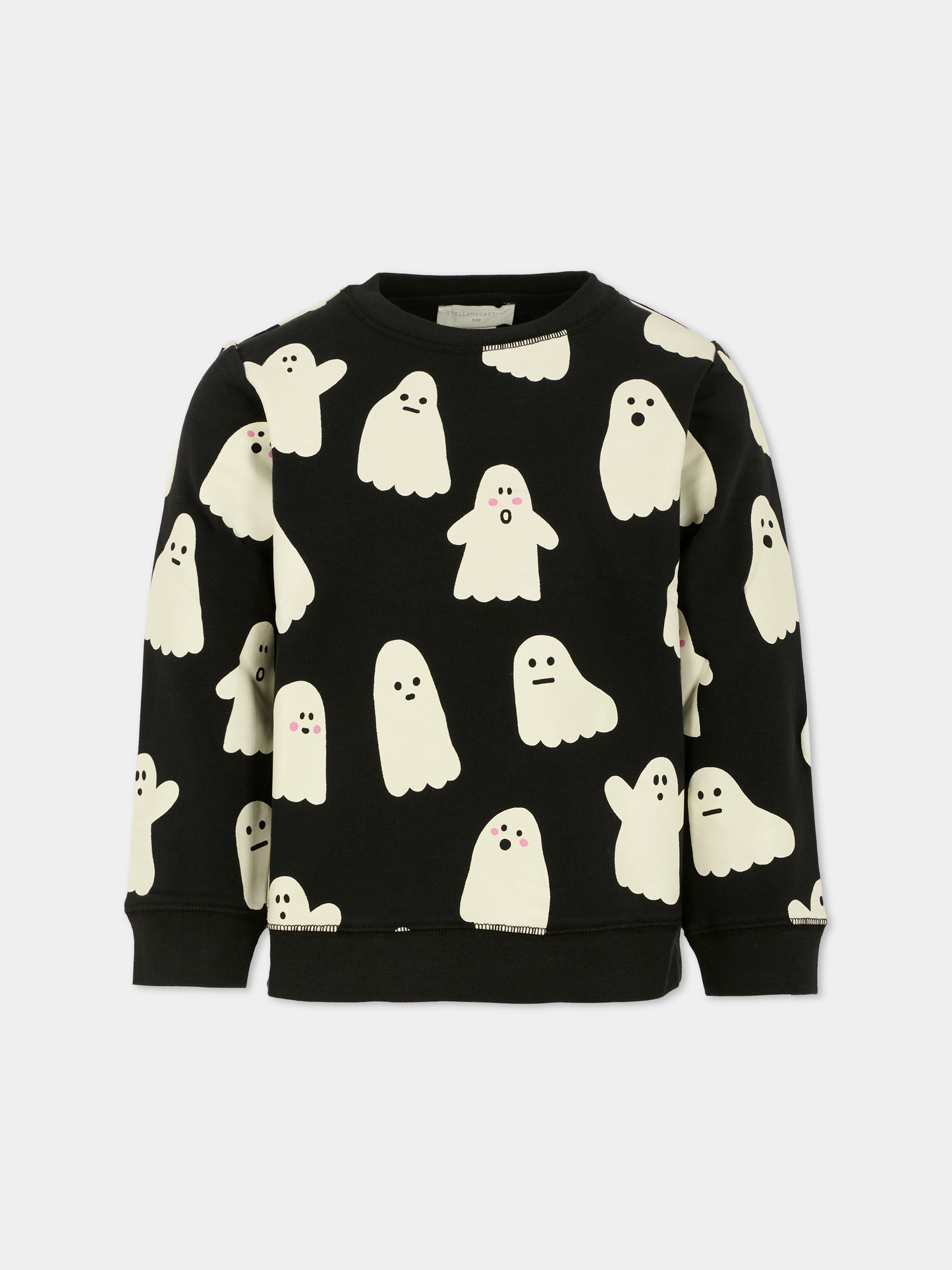 Felpa nera per bambini con fantasmi,Stella Mccartney Kids,TX4P20 Z3104 930BC