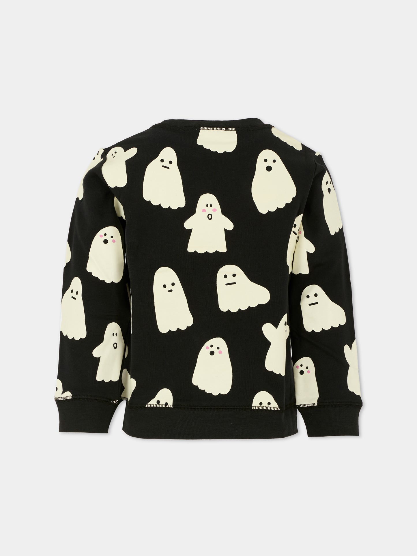 Felpa nera per bambini con fantasmi,Stella Mccartney Kids,TX4P20 Z3104 930BC