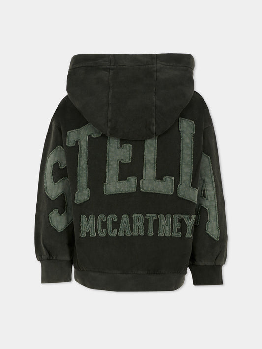 Felpa nera per bambini con logo,Stella Mccartney Kids,TX4R60 Z3059 930