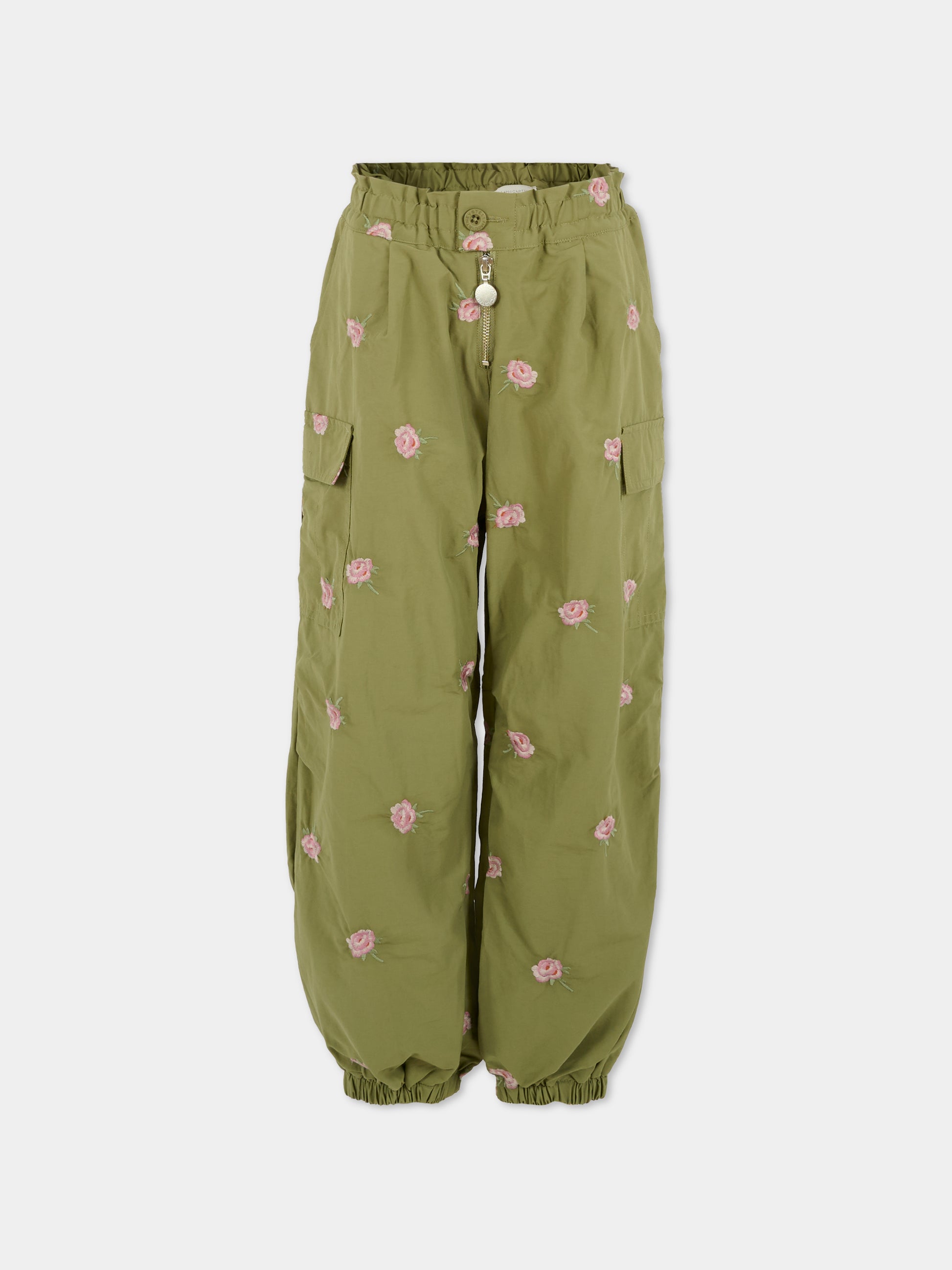 Pantaloni verdi per bambina con fiori,Stella Mccartney Kids,TX6D20 Z3054 727EM