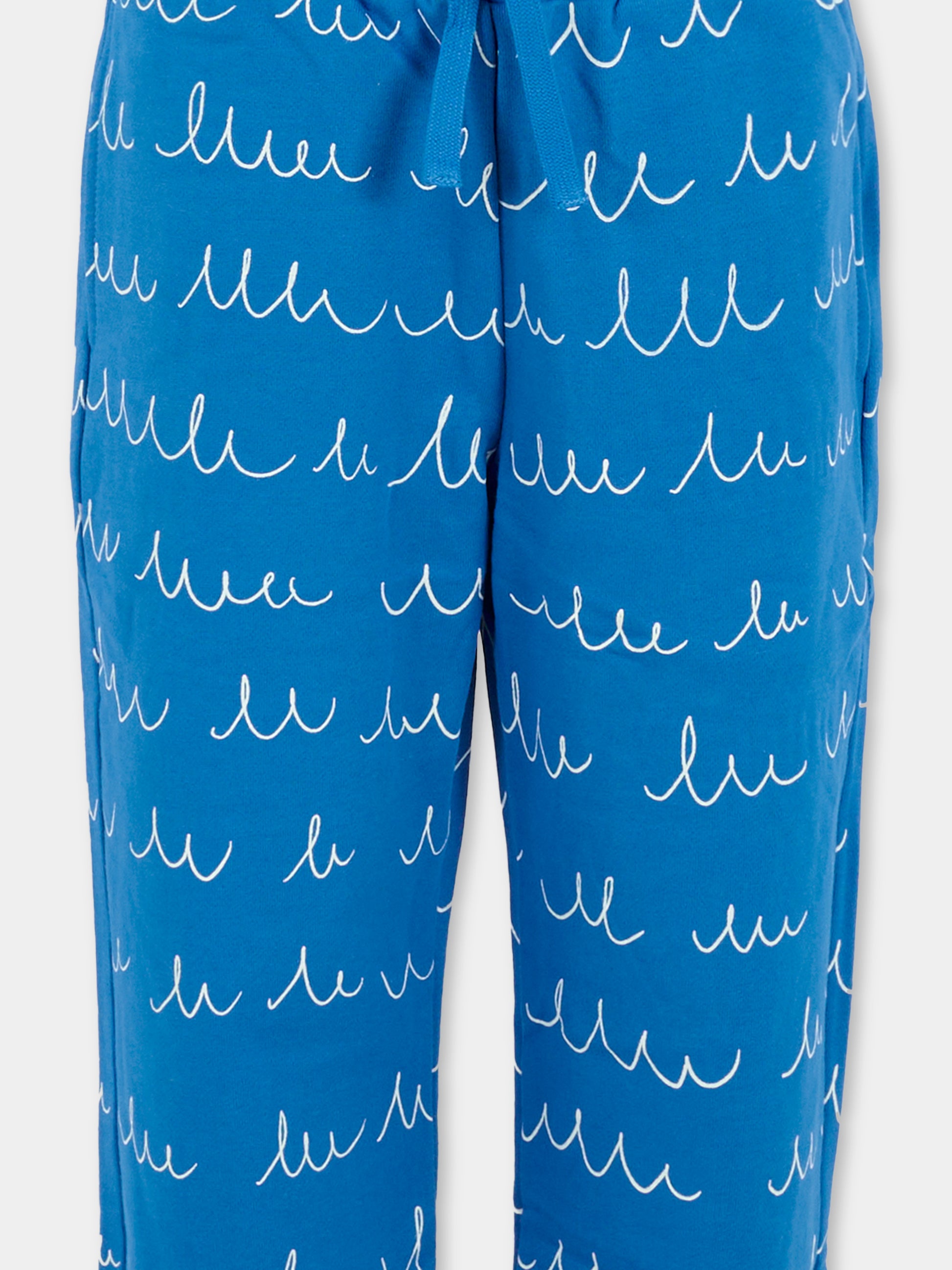 Pantaloni blu per bambino con dettagli bianchi,Stella Mccartney Kids,TX6Q30 Z3154 60QBC