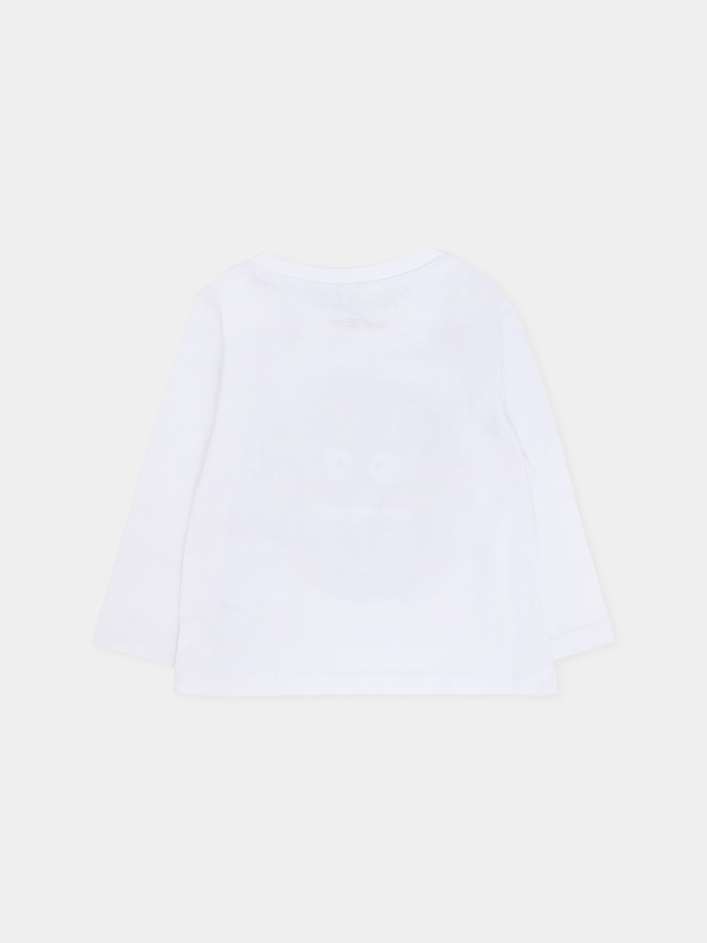 T-shirt bianca per neonato con mostro,Stella Mccartney Kids,TX8570 Z0434 100