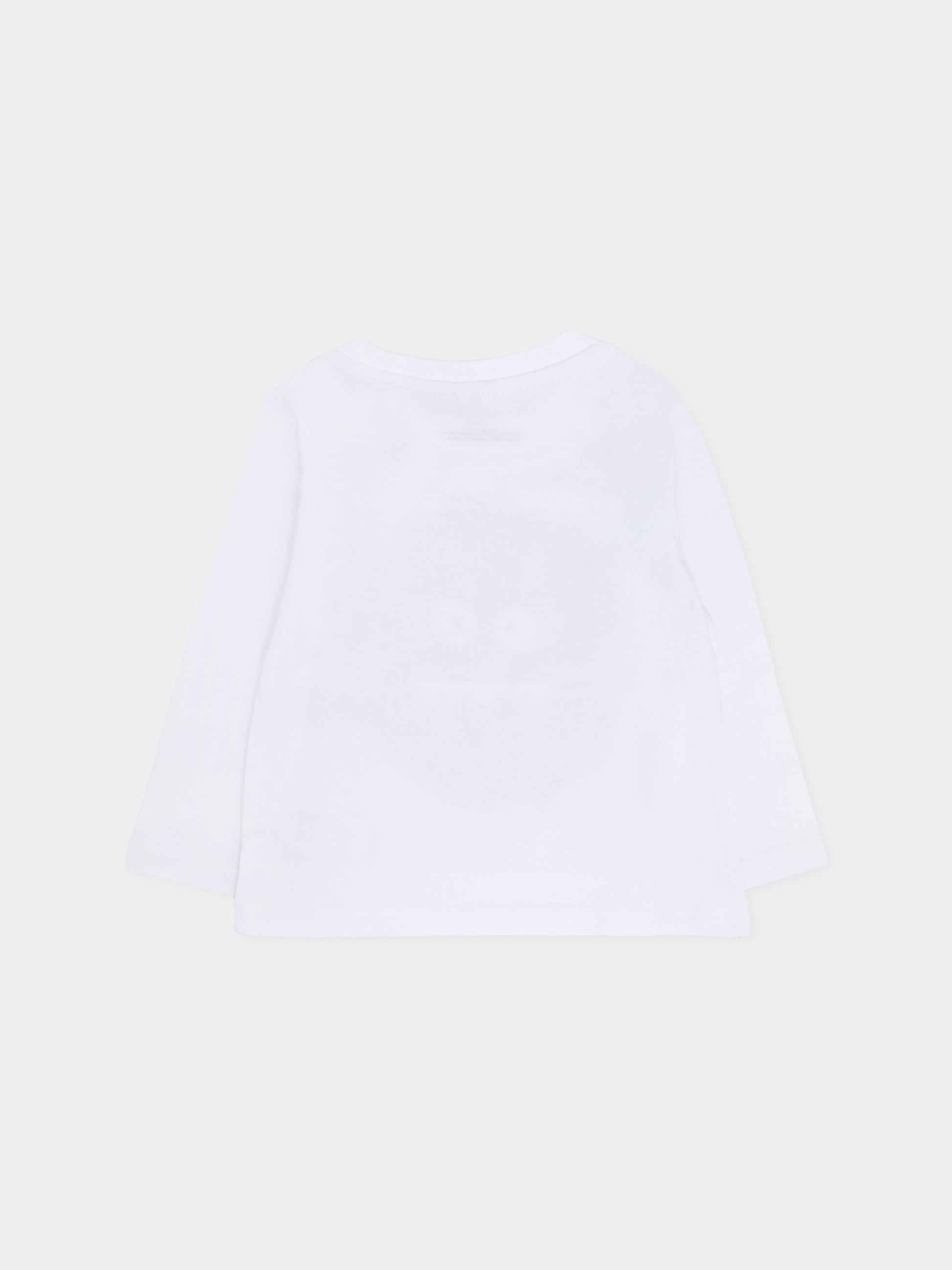 T-shirt bianca per neonato con mostro,Stella Mccartney Kids,TX8570 Z0434 100