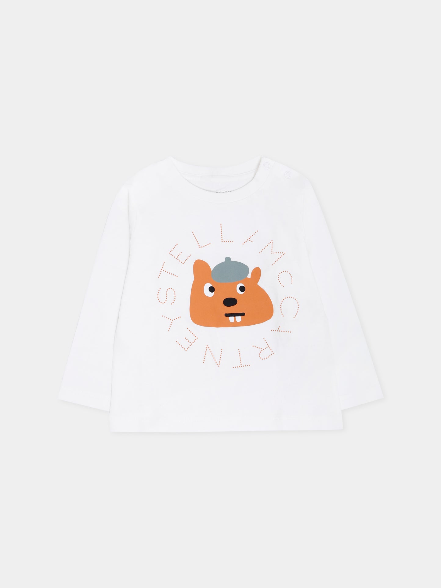 T-shirt avorio per neonato con scoiattolo,Stella Mccartney Kids,TX8590 Z0434 101