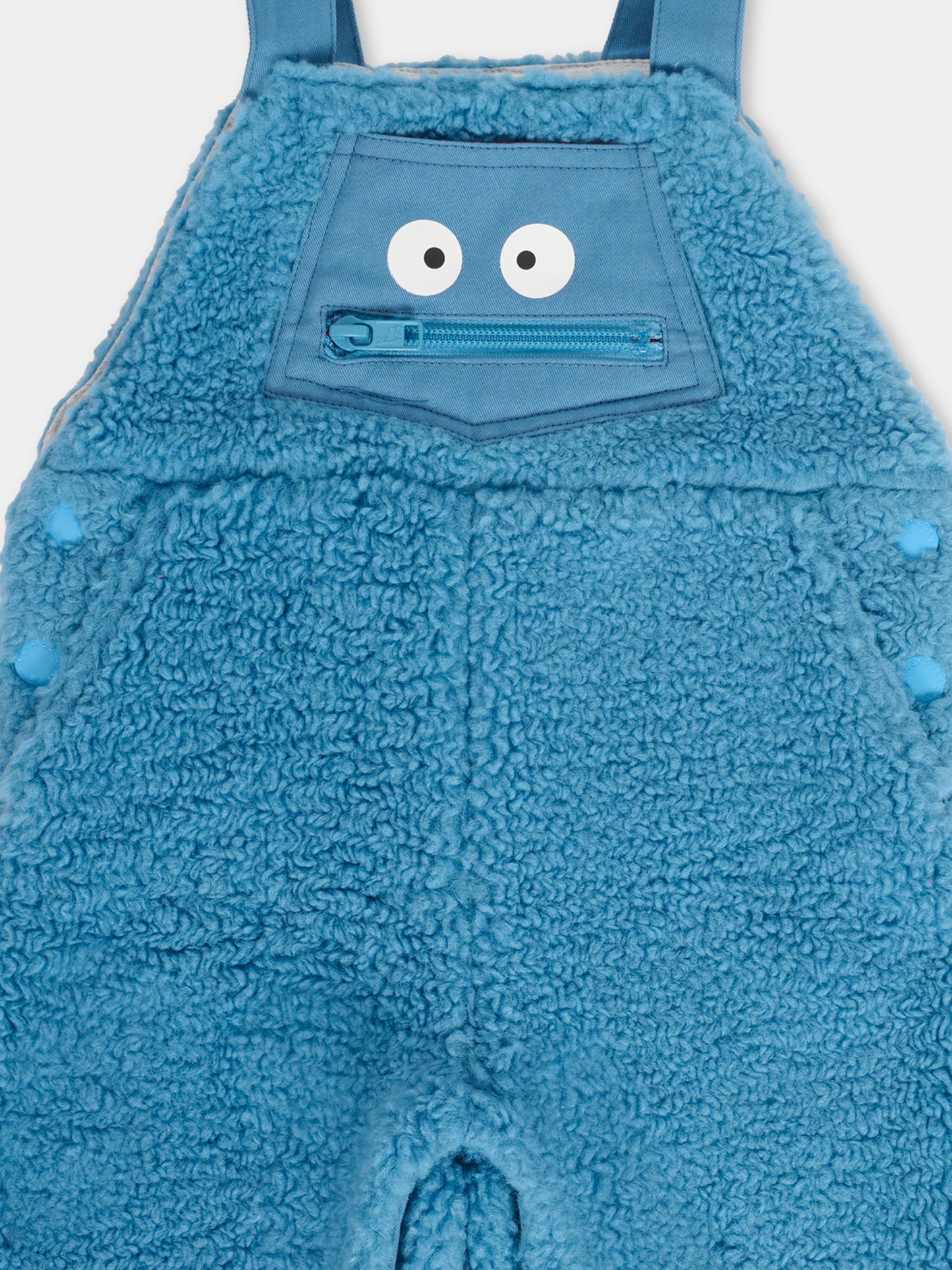 Salopette azzurra per neonato con Yeti,Stella Mccartney Kids,TXA512 Z0624 606