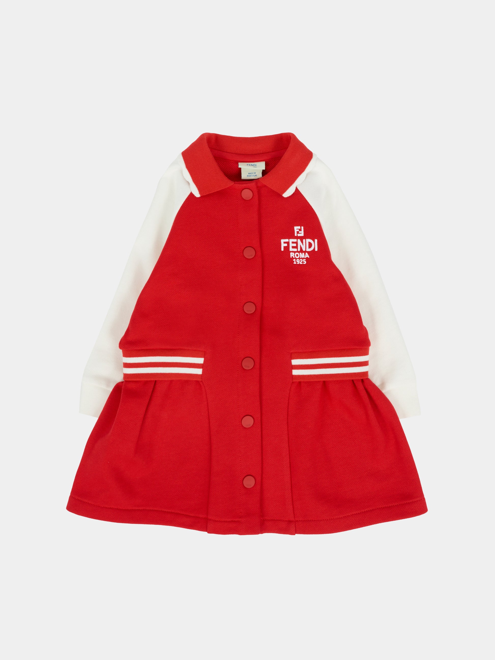 Vestito rosso per neonata con logo,Fendi Kids,BFB563 5V0 F1SAX