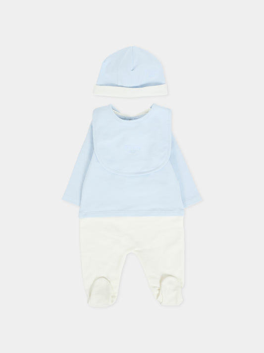 Set tutine celeste per neonato con logo,Fendi Kids,BUK146 8RA F19J4