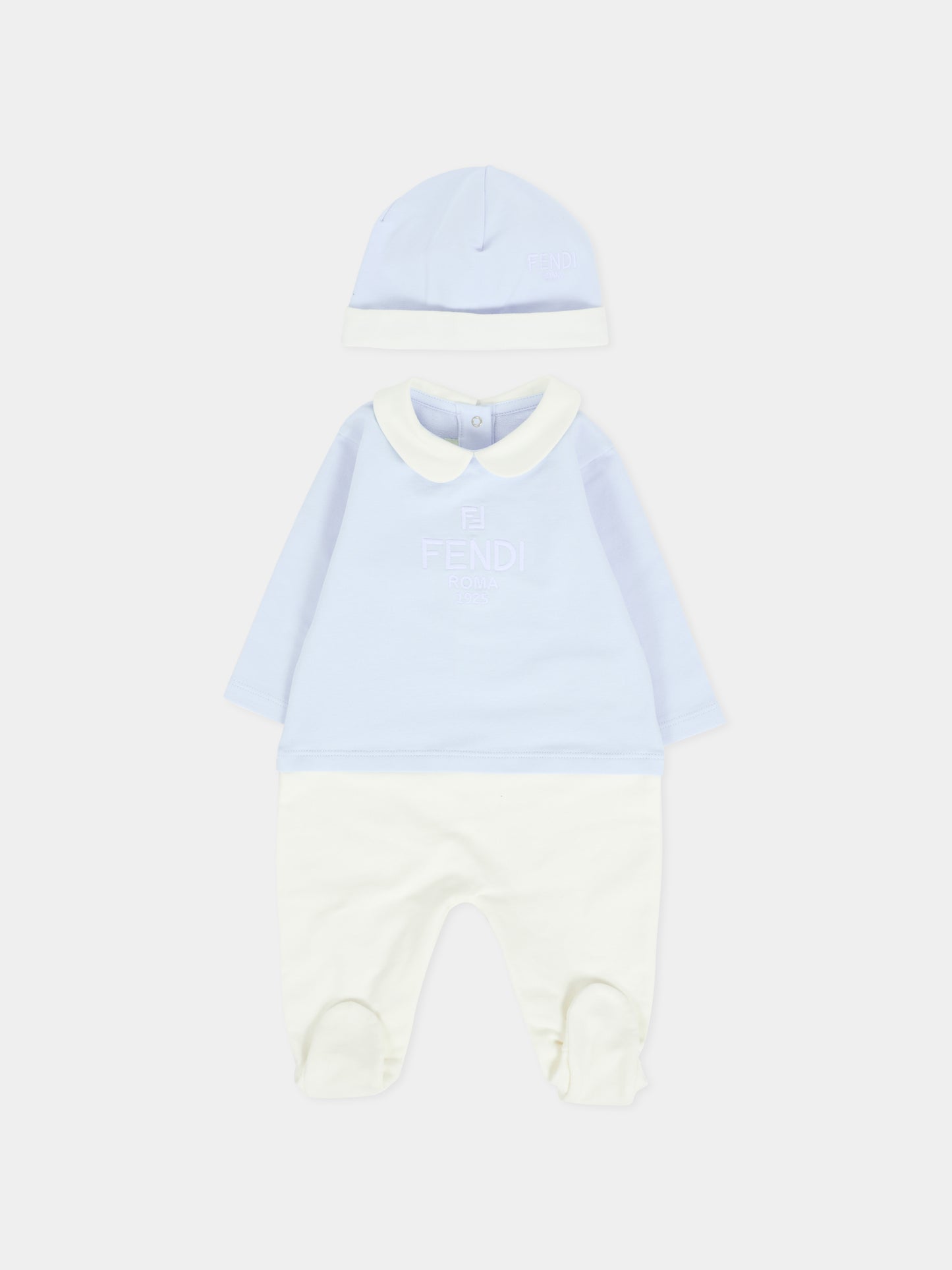 Set tutine celeste per neonato con logo,Fendi Kids,BUK146 8RA F19J4