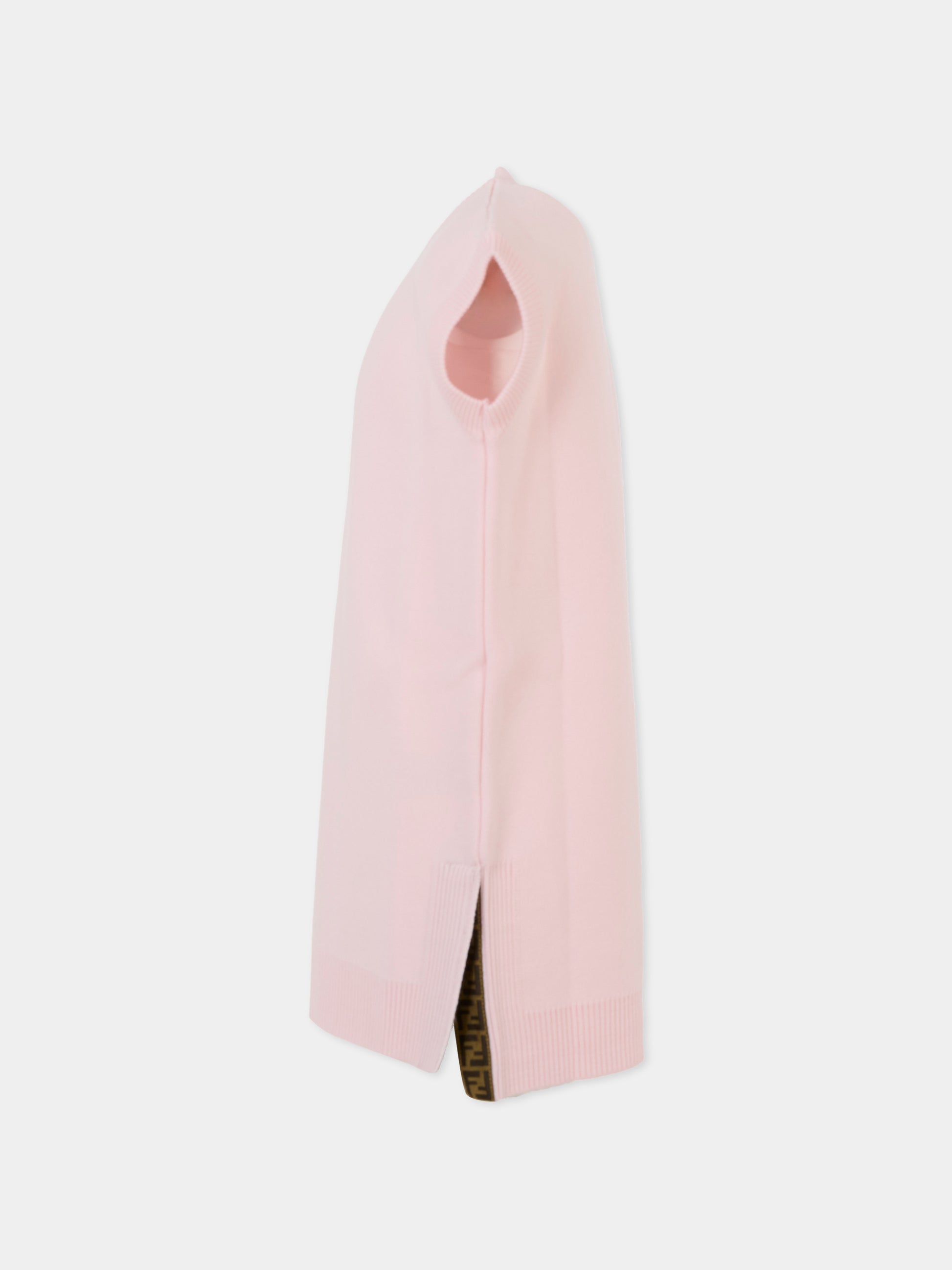 Vestito rosa per bambina con logo e FF,Fendi Kids,JFG221 AUKU F0ZKY