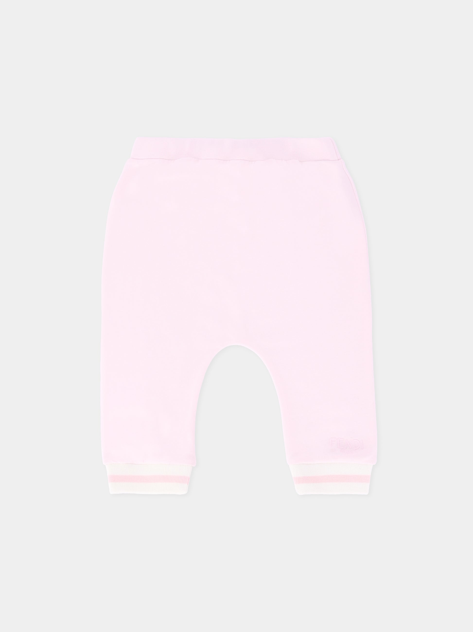 Pantaloni rosa per neonata con logo,Fendi Kids,BUF252 8RA F0C11