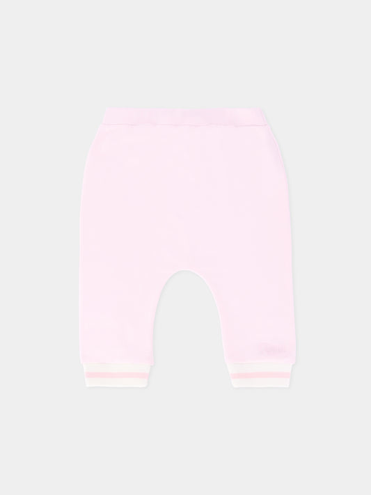 Pantaloni rosa per neonata con logo,Fendi Kids,BUF252 8RA F0C11