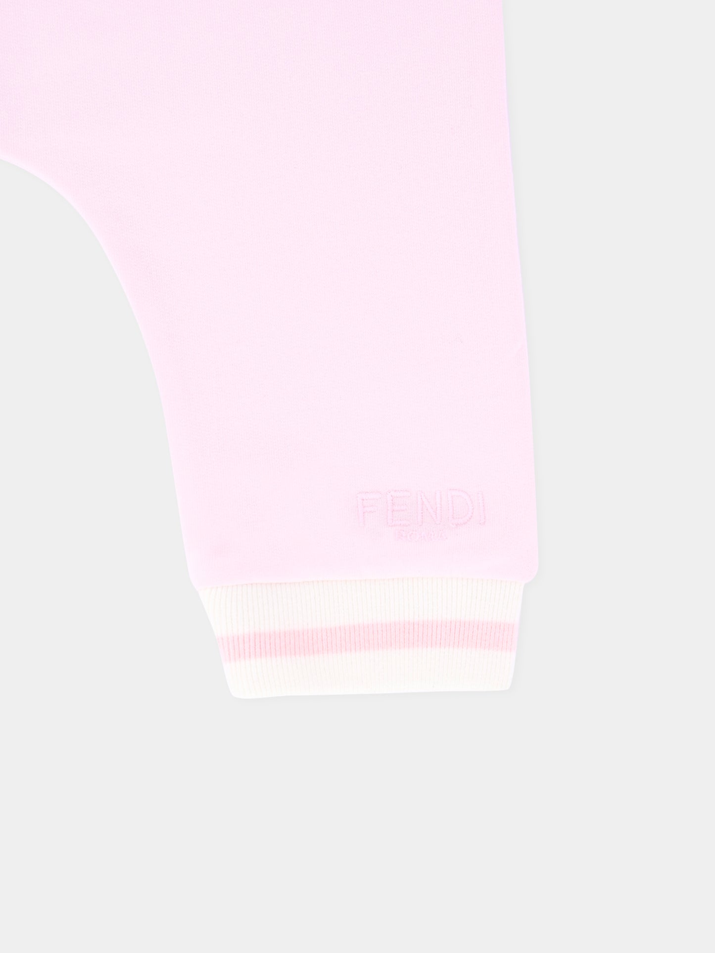 Pantaloni rosa per neonata con logo,Fendi Kids,BUF252 8RA F0C11