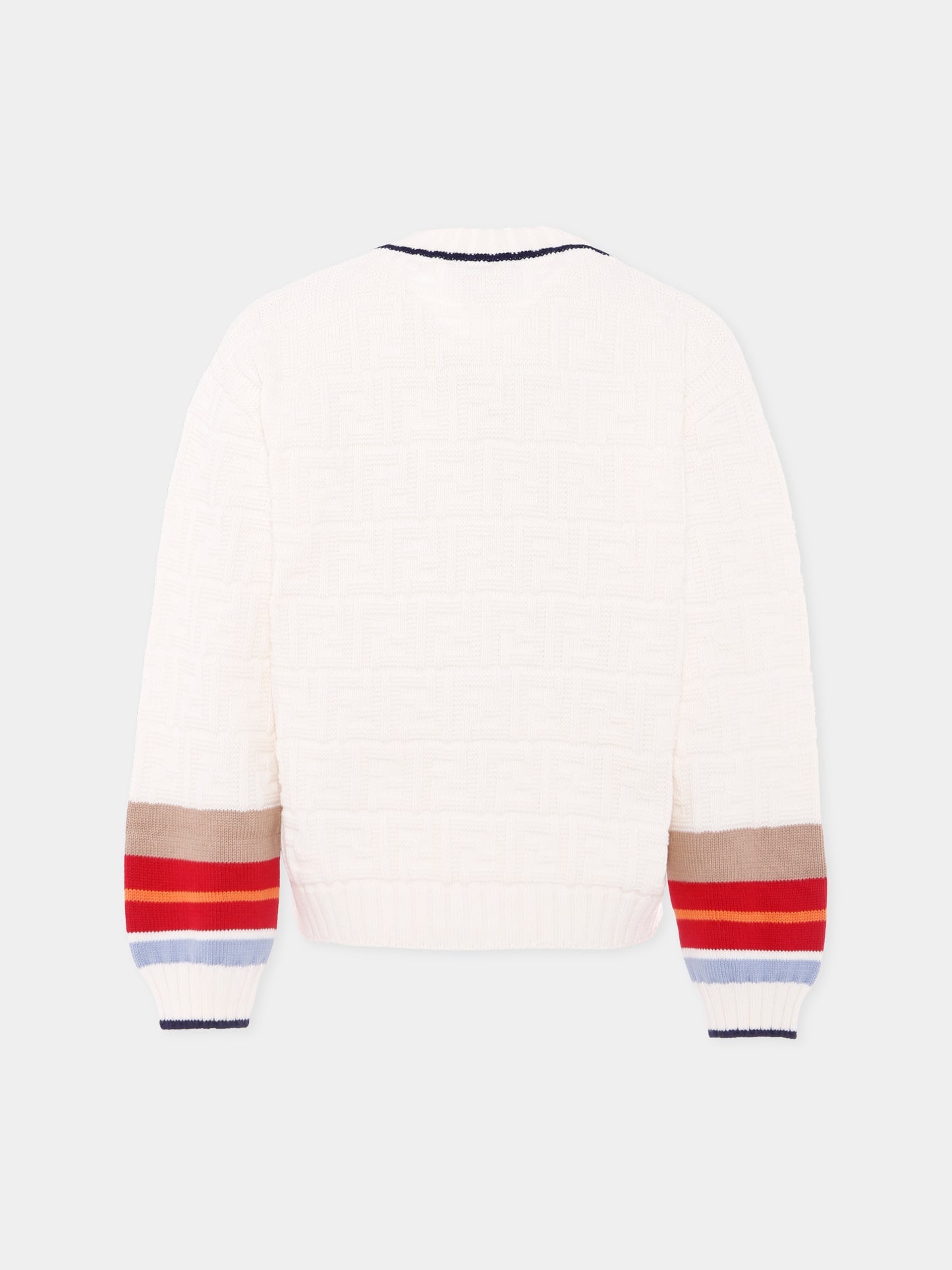 Cardigan avorio con  FF all-over per bambini,Fendi Kids,JMG130 AUKN F0TU9