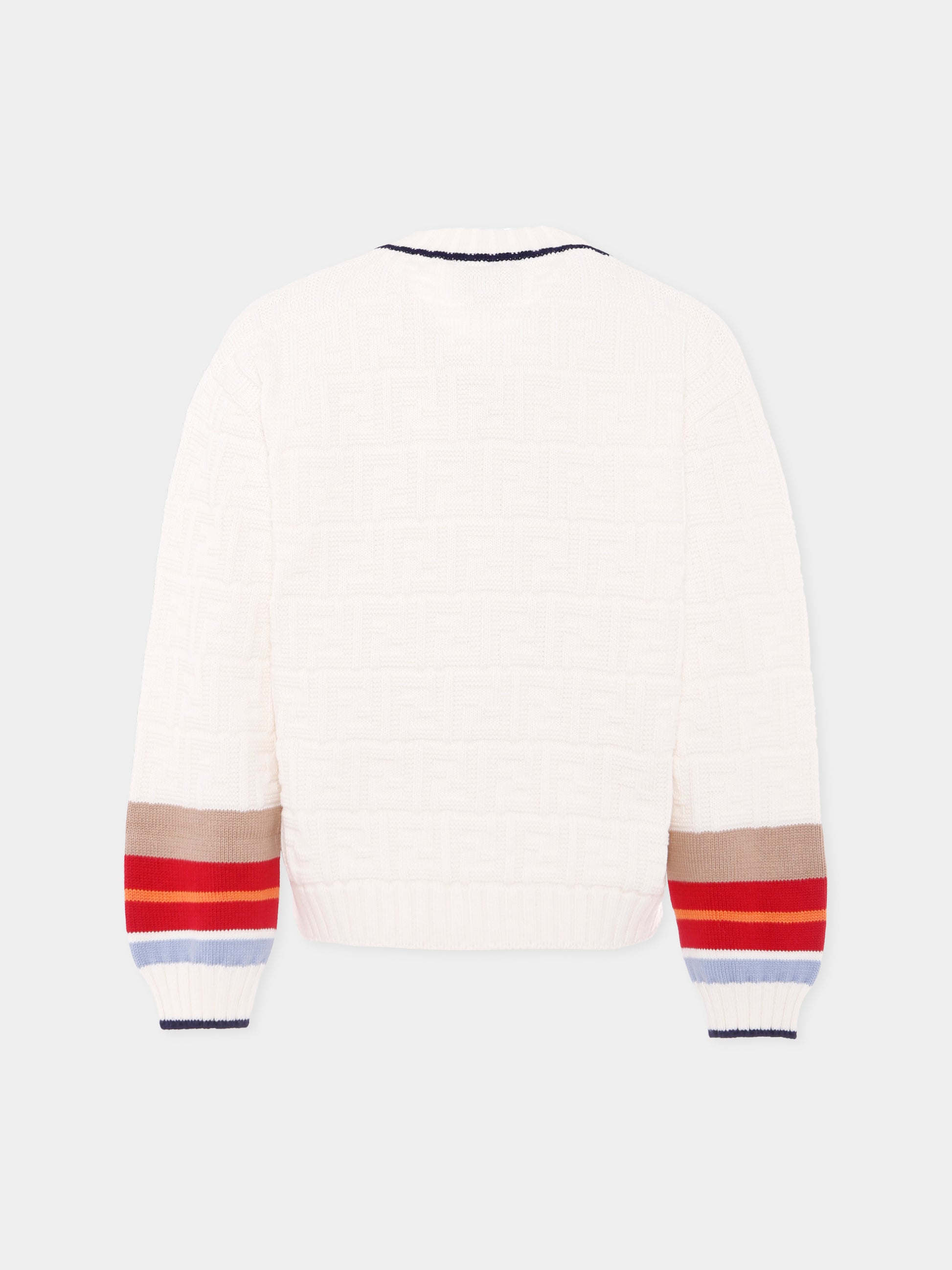 Cardigan avorio con  FF all-over per bambini,Fendi Kids,JMG130 AUKN F0TU9