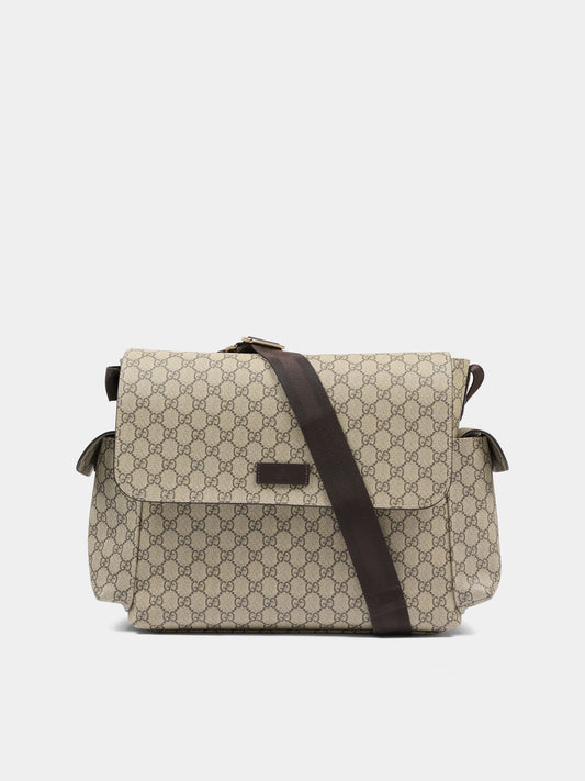 Borsa mamma beige per neonati con GG Supreme,Gucci Kids,211131 KGDIG 8588