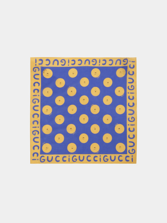 Sciarpa blu per bambini con sole sorridente,Gucci Kids,831946 4K427 4375