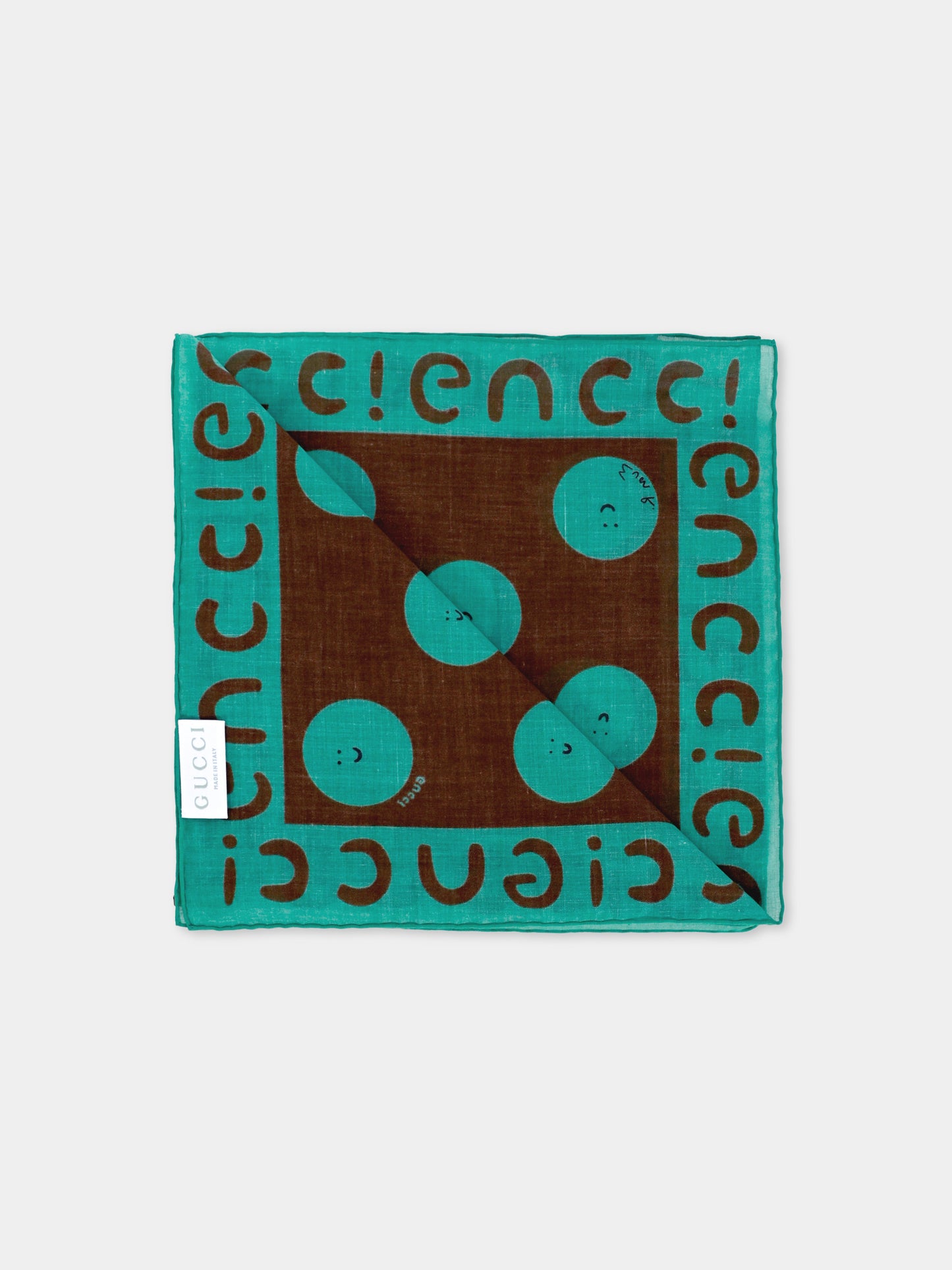 Sciarpa marrone per bambini con sole sorridente,Gucci Kids,831946 4K427 2267