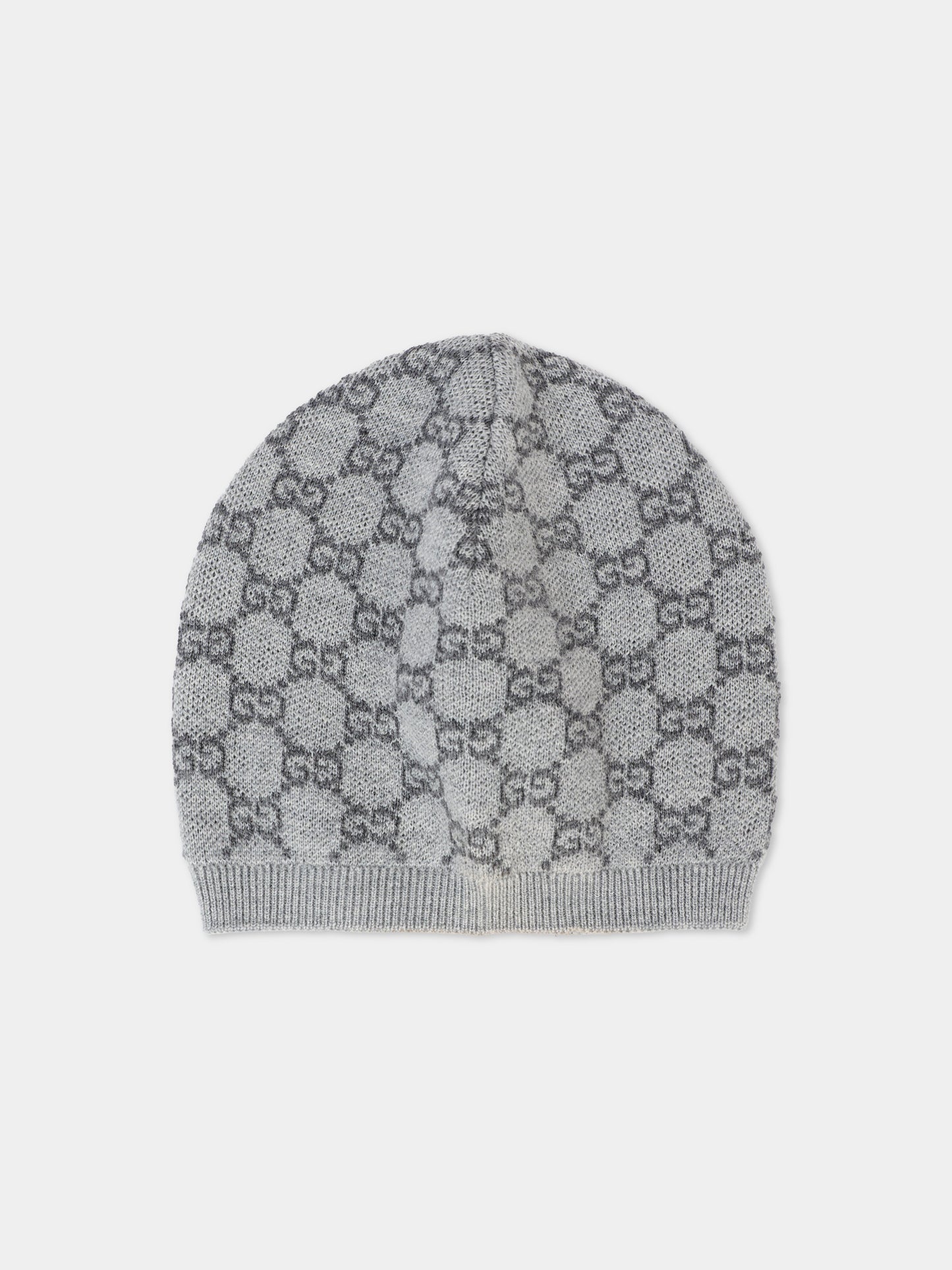 Berretto grigio per neonati con motivo GG,Gucci Kids,835336 3K206 1261