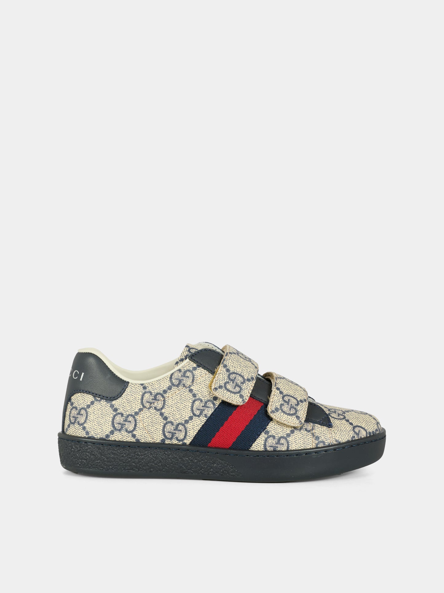 Sneakers Ace blu e grigio per bambini con dettaglio Web,Gucci Kids,463090 FACYF 4055