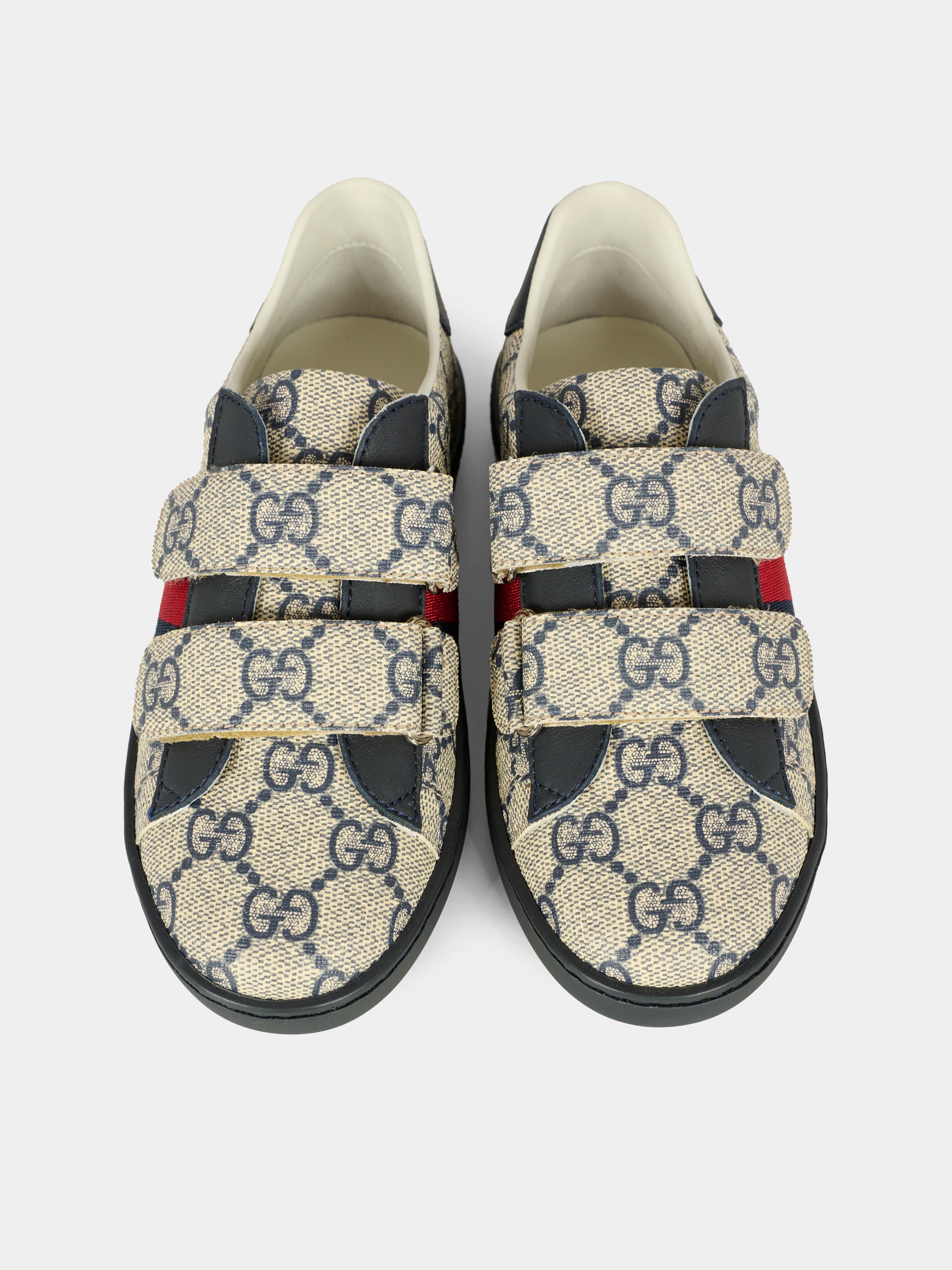 Sneakers Ace blu e grigio per bambini con dettaglio Web,Gucci Kids,463090 FACYF 4055