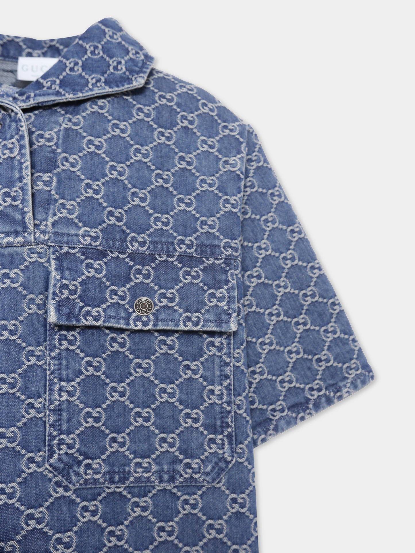 Vestito denim per bambina con motivo GG,Gucci Kids,827447 XDC6G 4266