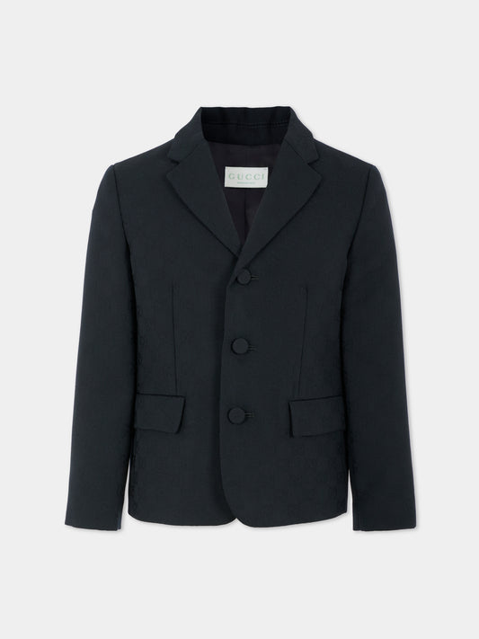 Giacca blu per bambino con GG,Gucci Kids,824828 XWA5C 4440