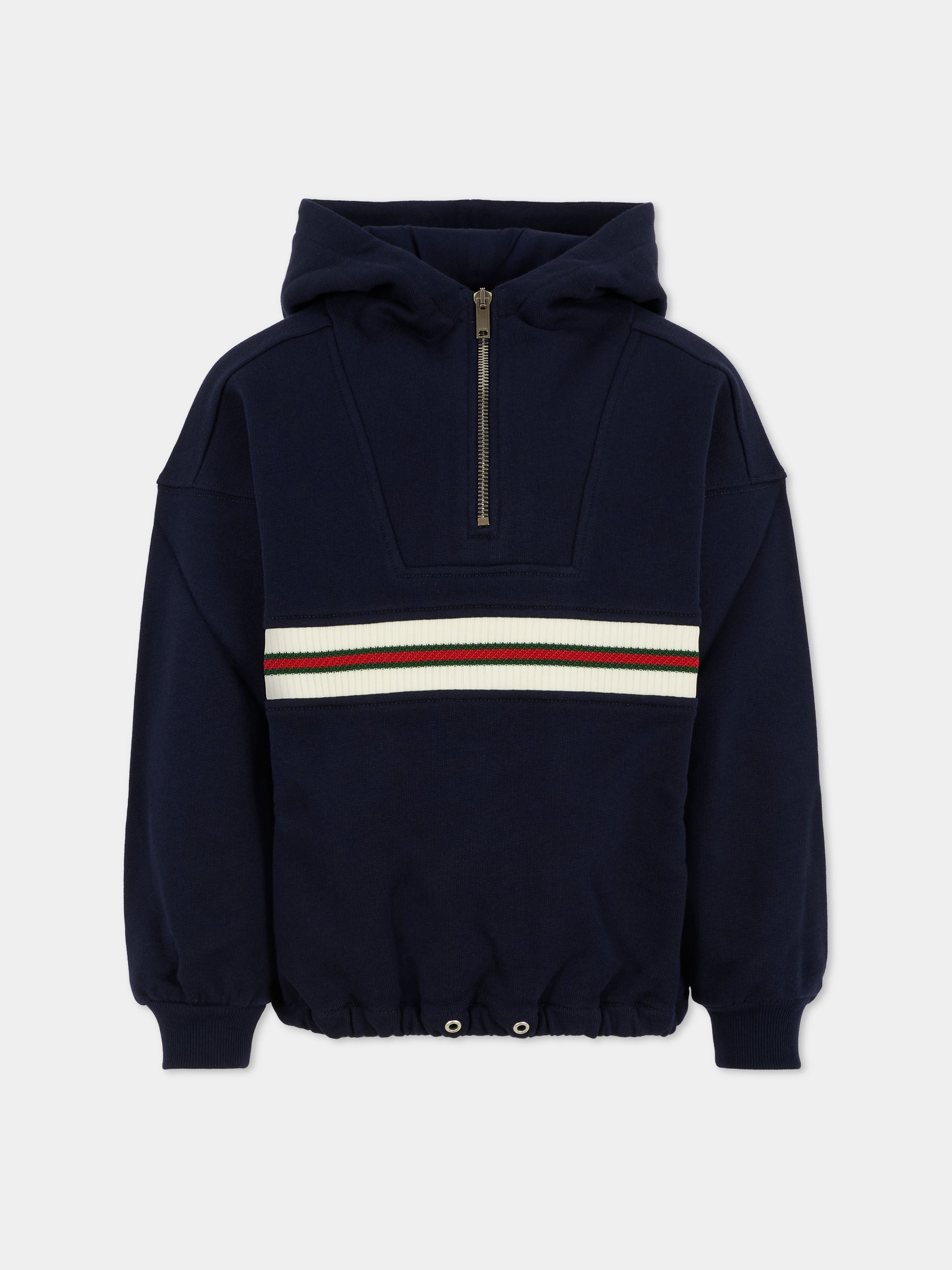 Felpa blu per bambini con dettaglio Web,Gucci Kids,825176 XJHAQ 4780