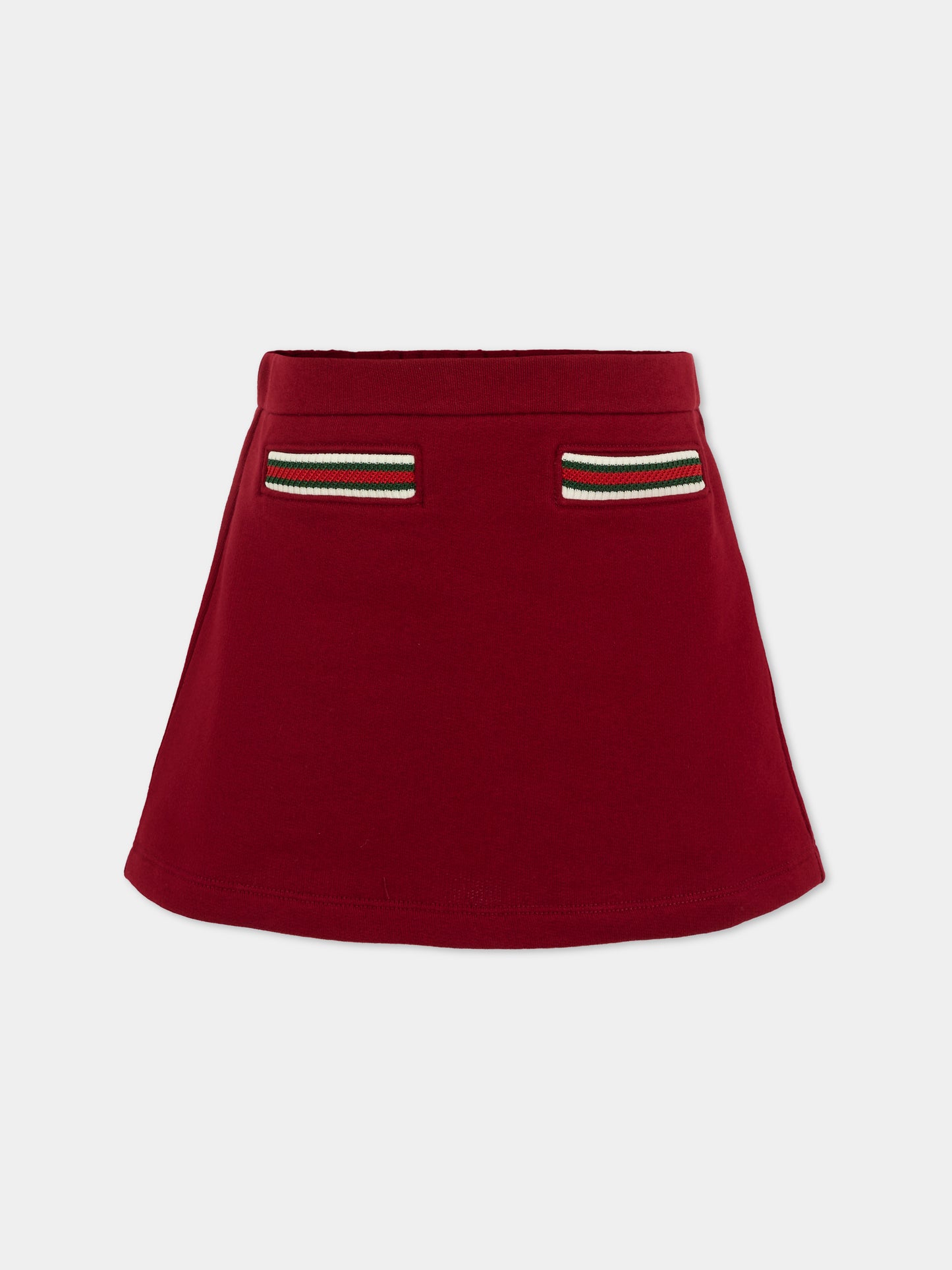 Gonna rossa per bambina con dettaglio Web,Gucci Kids,828792 XJHAQ 6318