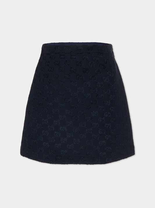 Gonna blu per bambina con motivo GG,Gucci Kids,828852 XJHD5 4215
