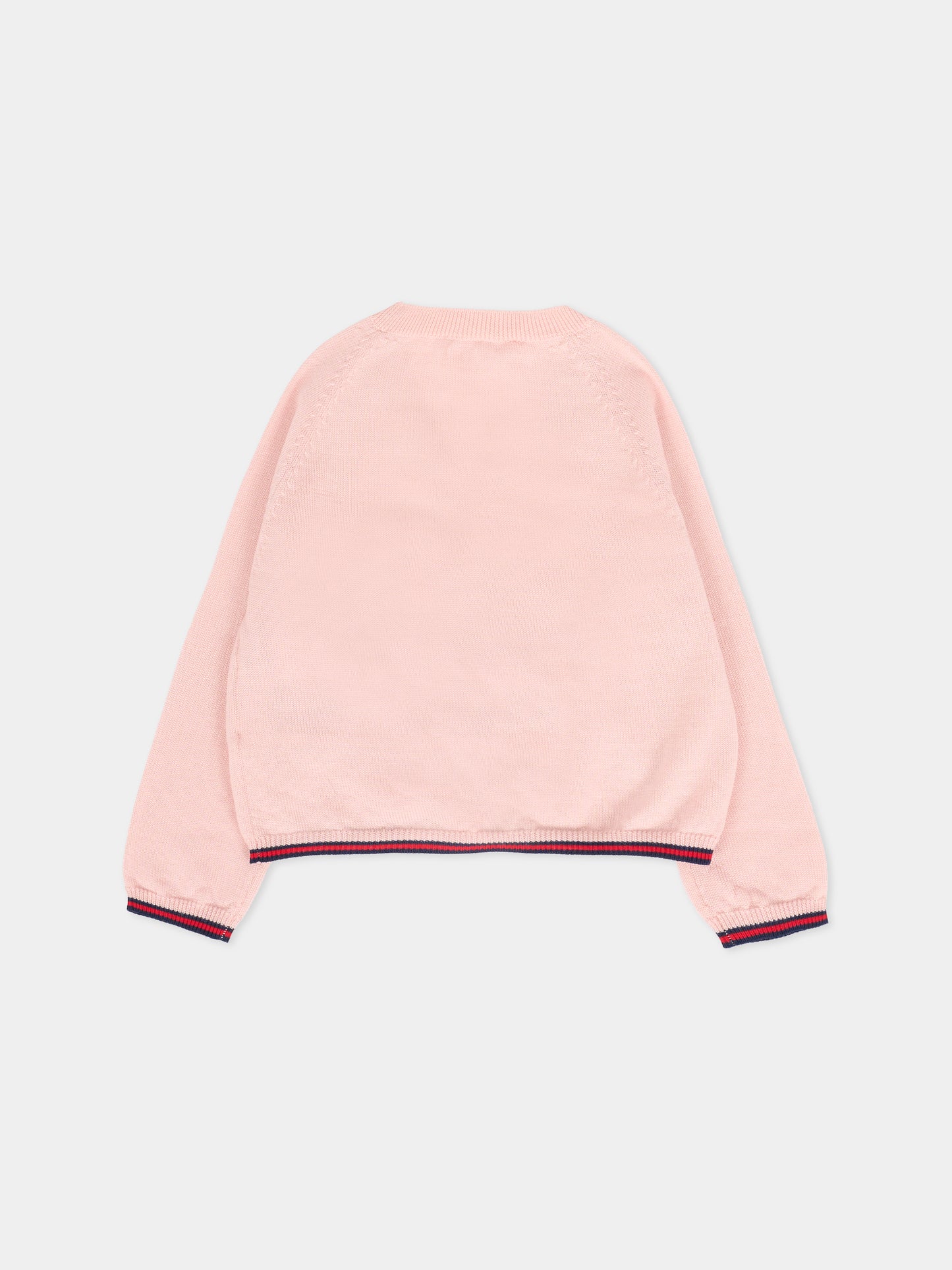 Cardigan rosa per neonata con dettaglio Web,Gucci Kids,825858 XKEXN 5013