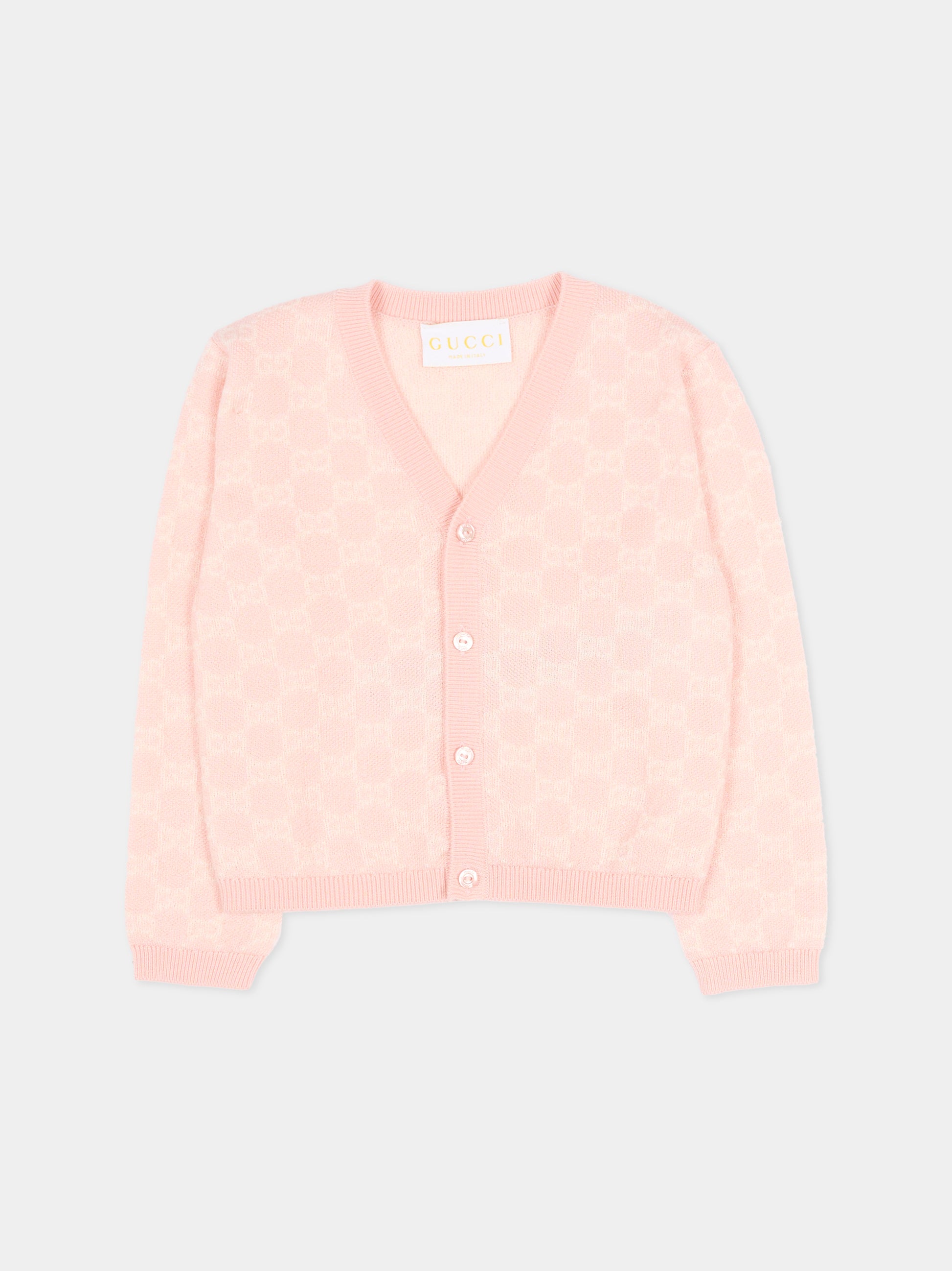 Cardigan rosa per neonata con motivo GG,Gucci Kids,834348 XKEZP 5012