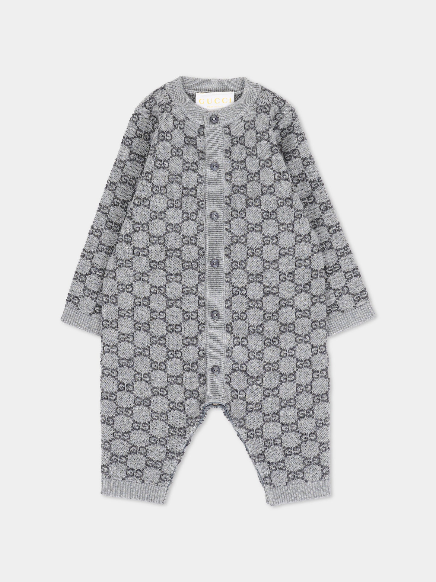 Tutina grigia per neonati con GG,Gucci Kids,834343 XKEZP 1018