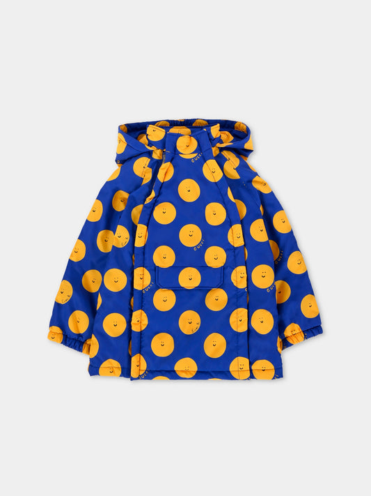 Giacca a vento blu per neonato con sole sorridente,Gucci Kids,828491 XWA5N 4875