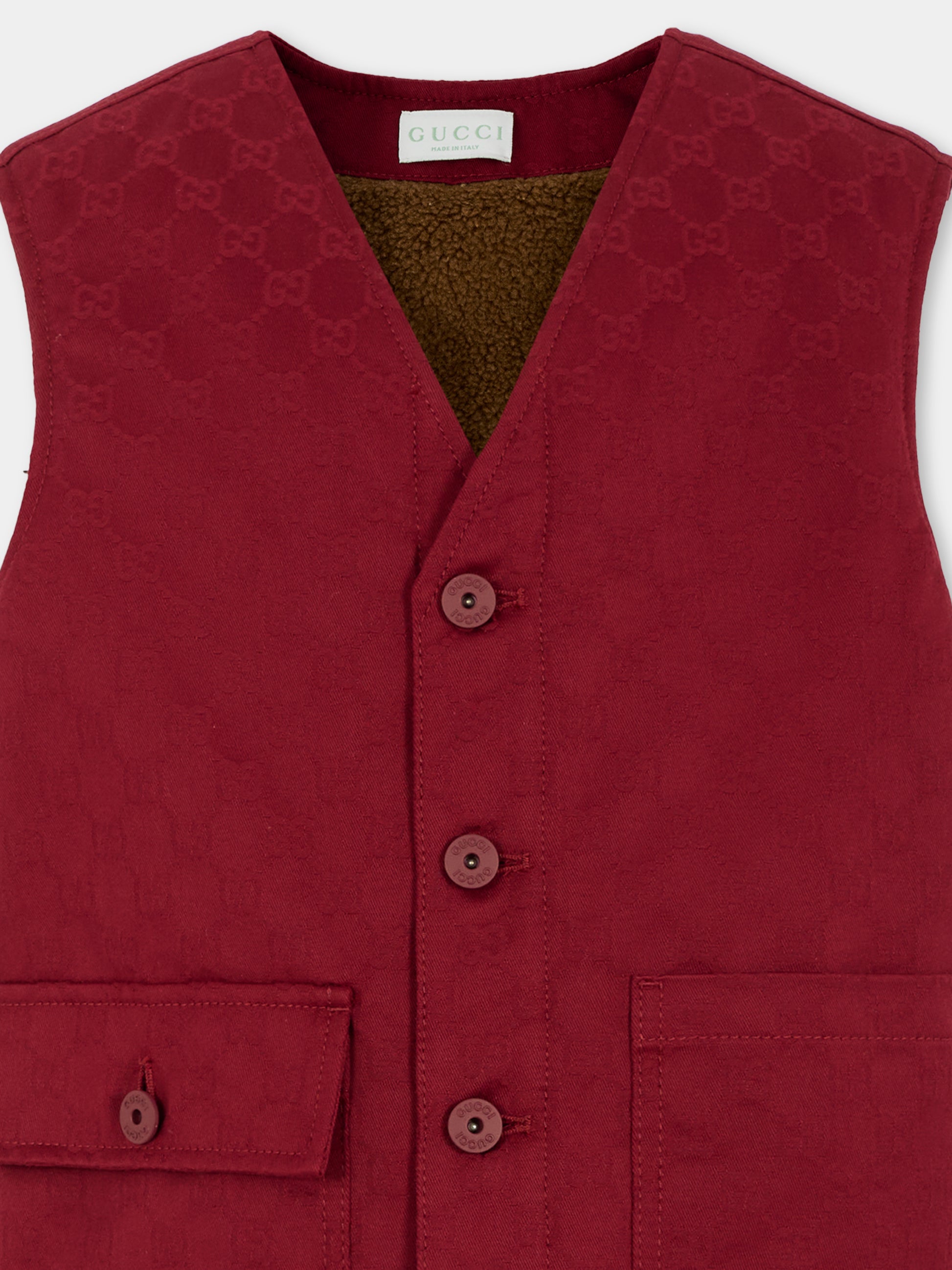 Gilet rosso per bambino con GG,Gucci Kids,826641 XDC9J 6052