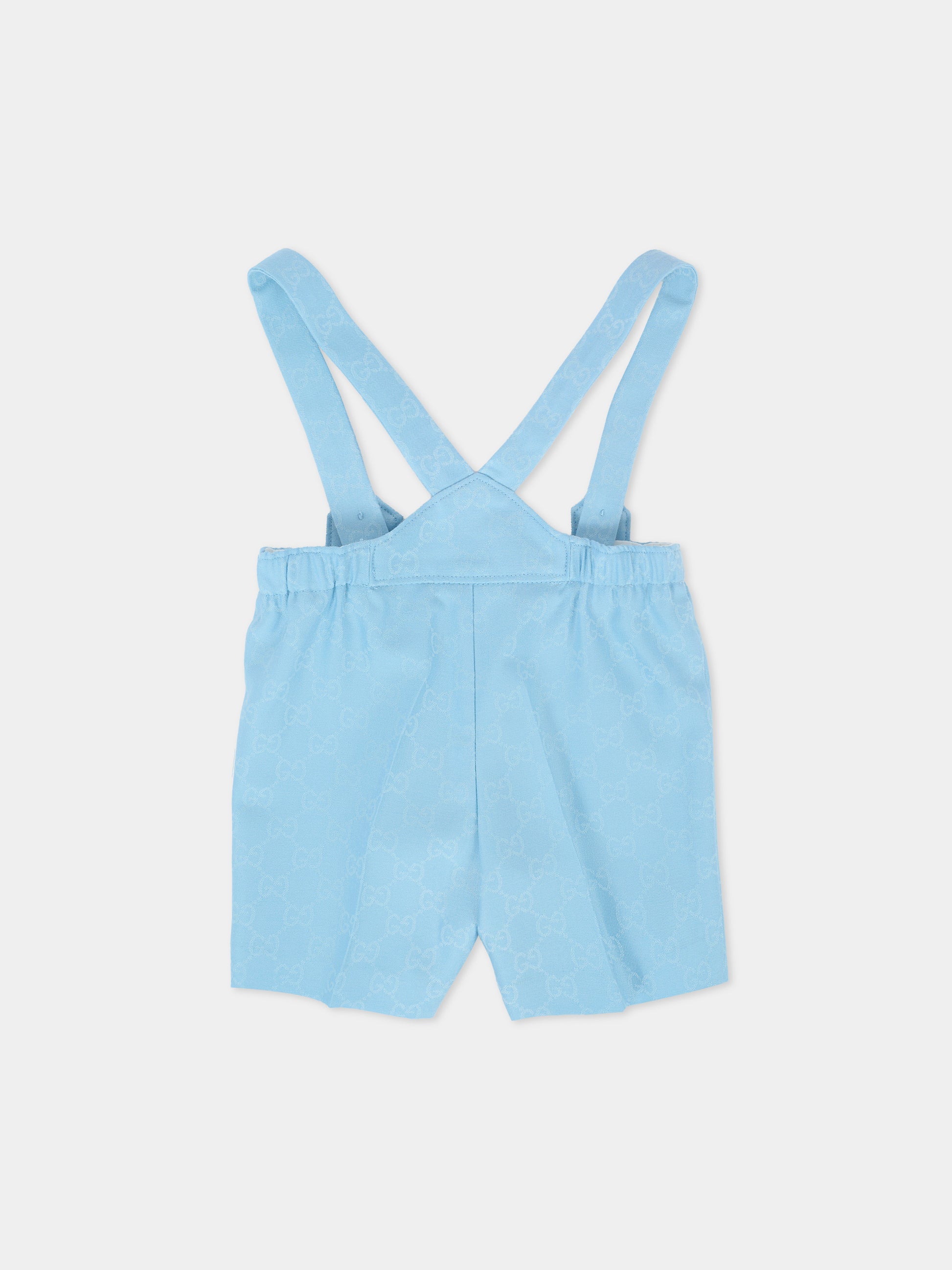 Salopette azzurra per neonato con GG,Gucci Kids,831741 XWA5D 4488