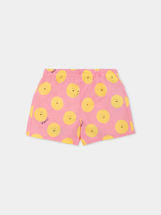 Shorts rosa per neonata con sole sorridente,Gucci Kids,831750 XWA5L 5975