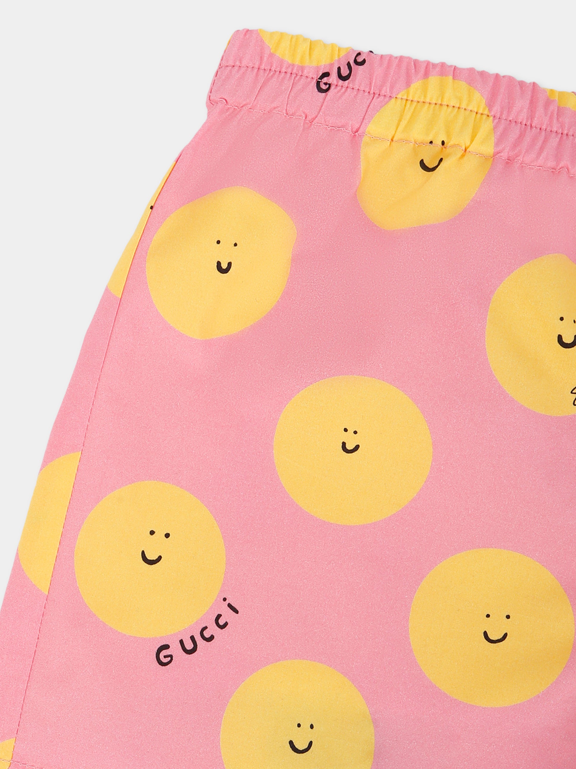 Shorts rosa per neonata con sole sorridente,Gucci Kids,831750 XWA5L 5975